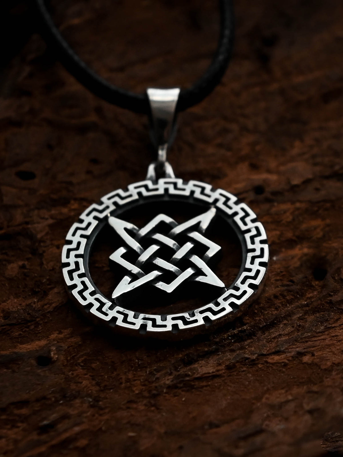 Star of Rus Amulet in a Rim, Sterling Silver 925 — Slavic Symbol Pendant