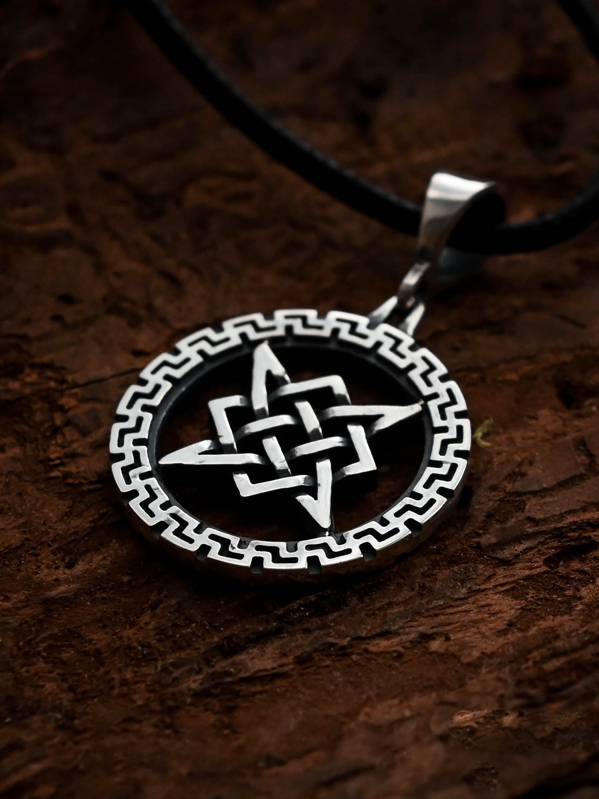 Star of Rus Amulet in a Rim, Sterling Silver 925 — Slavic Symbol Pendant