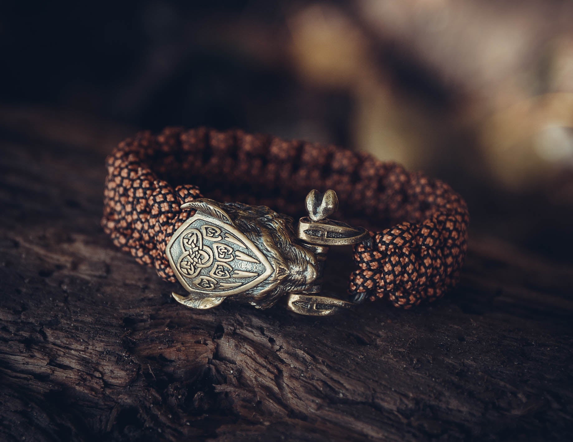 Lynx Bracelet, Paracord and Bronze