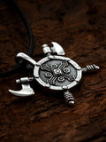 Shield with Axes Amulet, Sterling Silver 925 — Viking Symbol Pendant