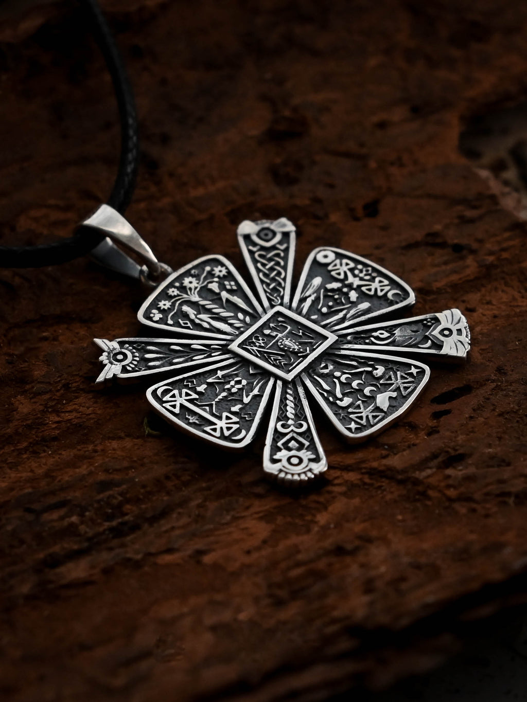 Slavic Kres Amulet in Futhark, Sterling Silver 925 — Slavic & Viking Symbol Pendant
