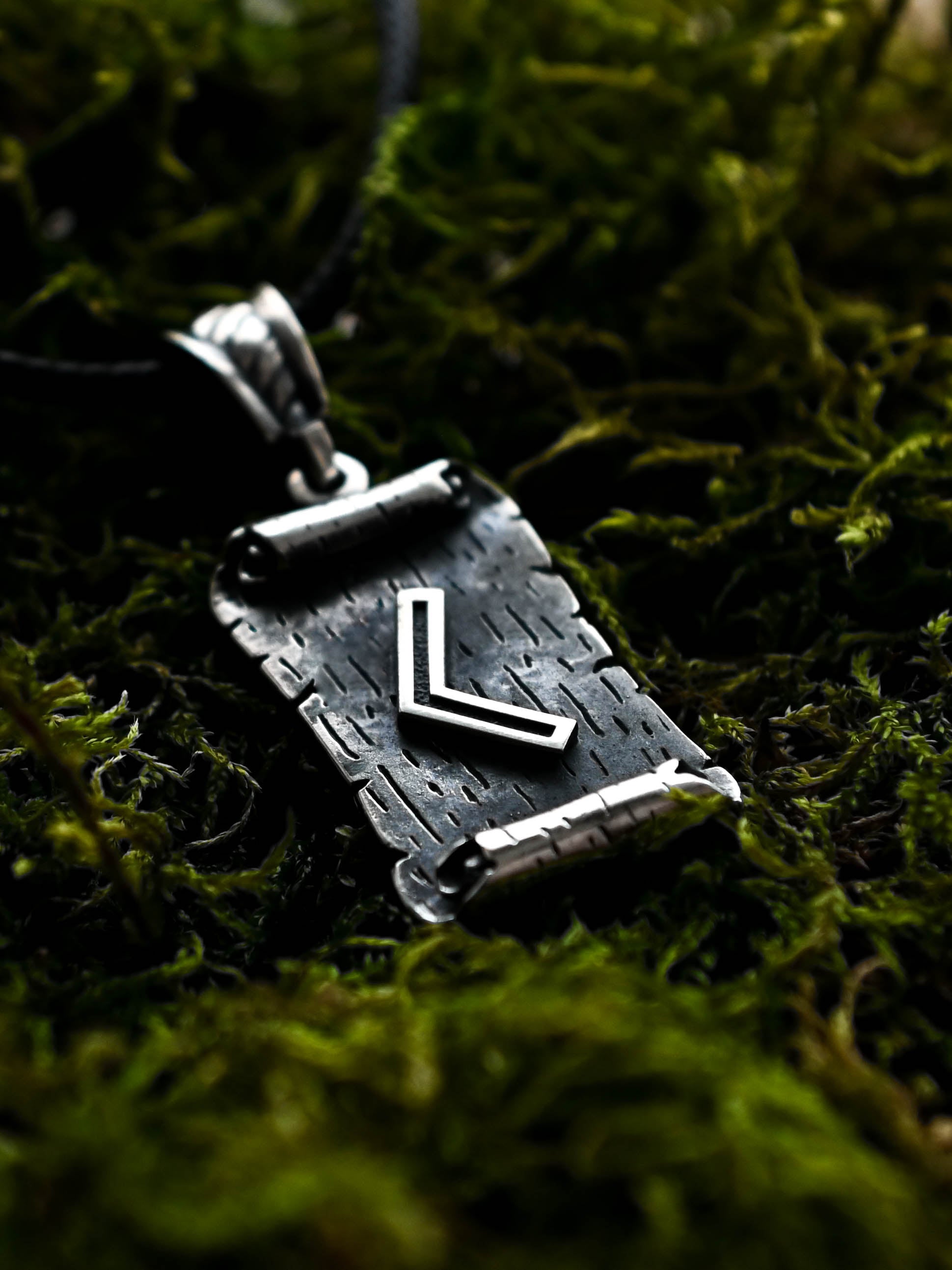 Kenaz Rune Amulet on a Scroll, Sterling Silver 925 — Viking & Norse Symbol Pendant