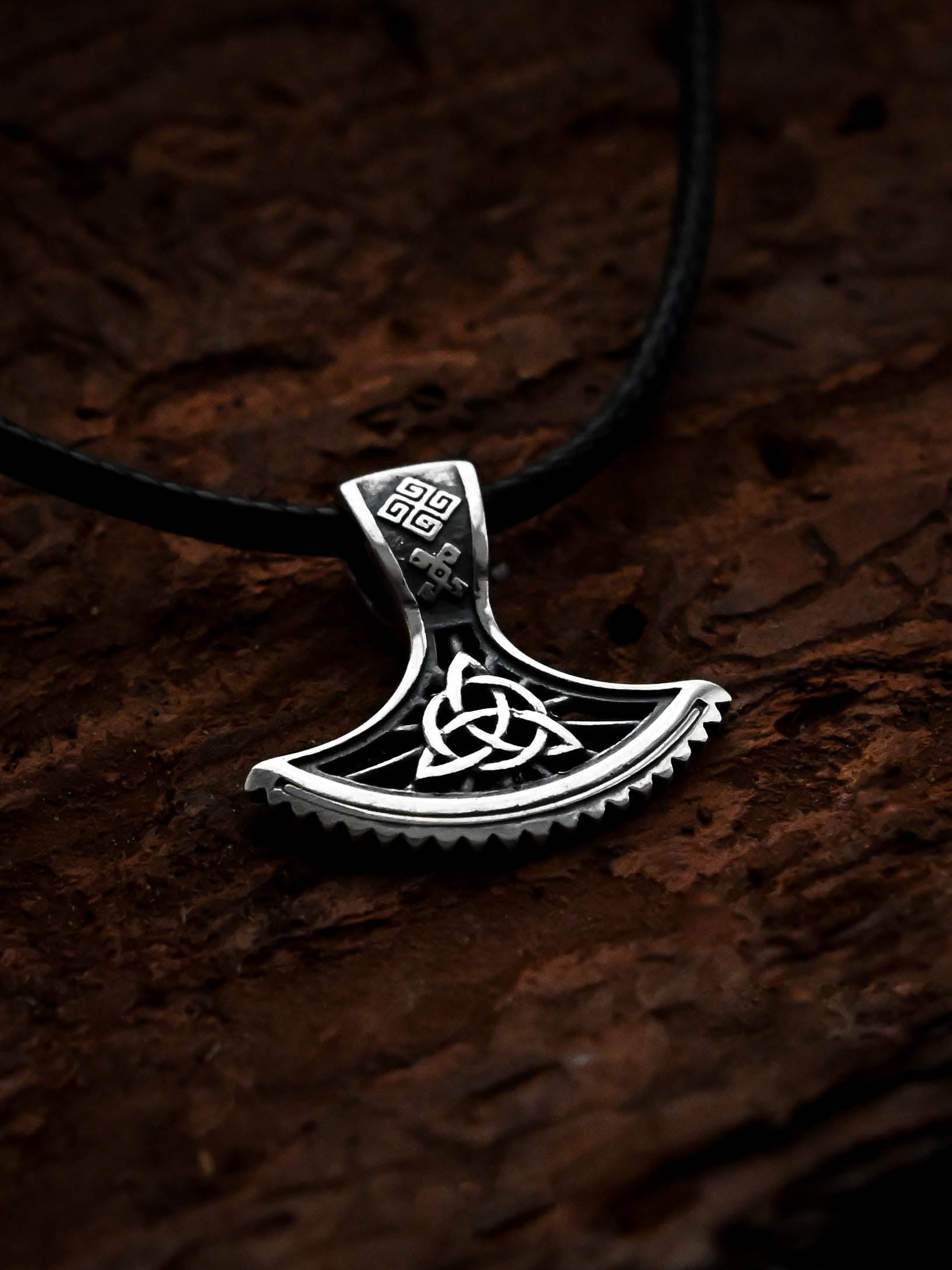 Perun's Axe with Celtic Knot, Sterling Silver 925 — Slavic & Celtic Symbol Pendant
