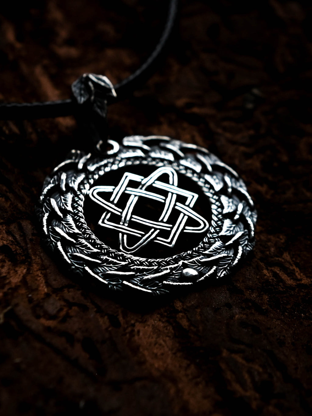 Star of Lada Amulet in Birch Wreath, Sterling Silver 925 — Slavic, Viking & Norse Symbol Pendant