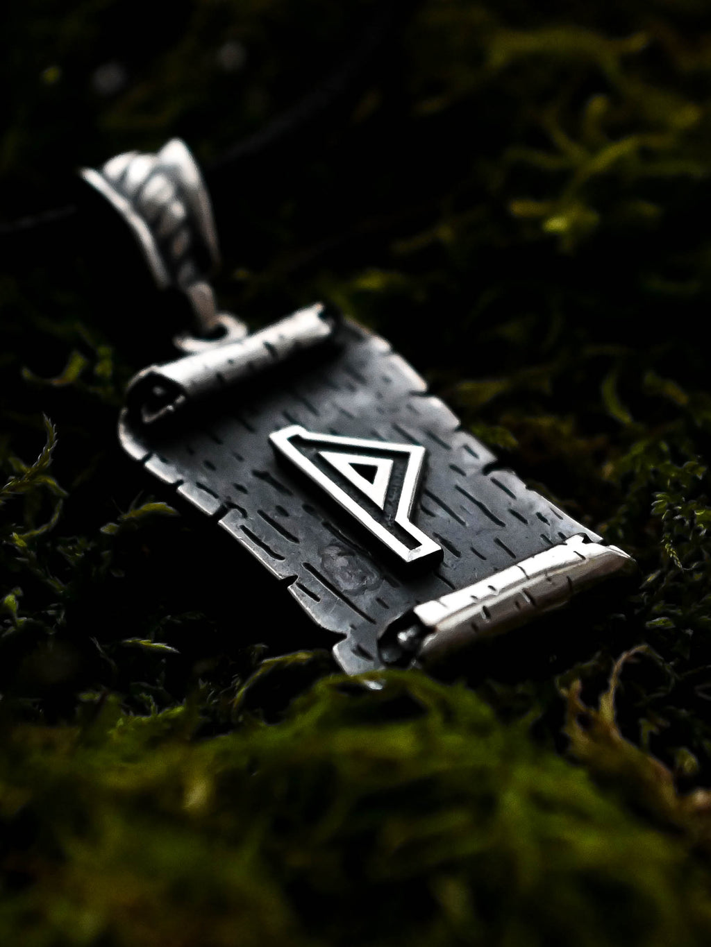 Thurisaz Rune Amulet on a Scroll, Sterling Silver 925 — Viking & Norse Symbol Pendant