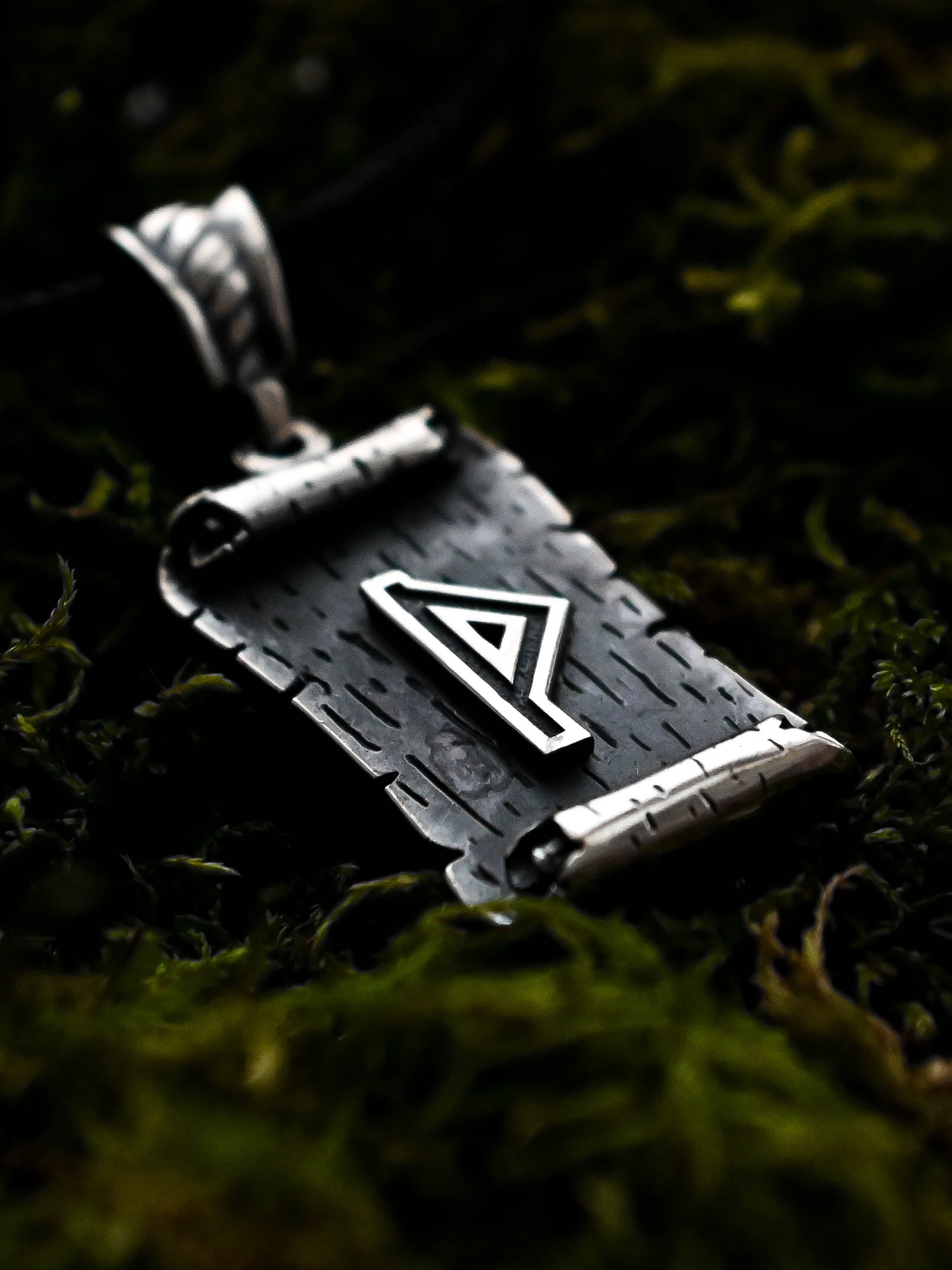 Thurisaz Rune Amulet on a Scroll, Sterling Silver 925 — Viking & Norse Symbol Pendant