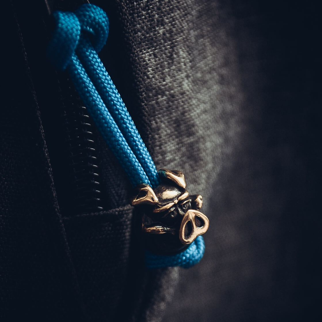 Pig Keychain, Bronze on Paracord Cord