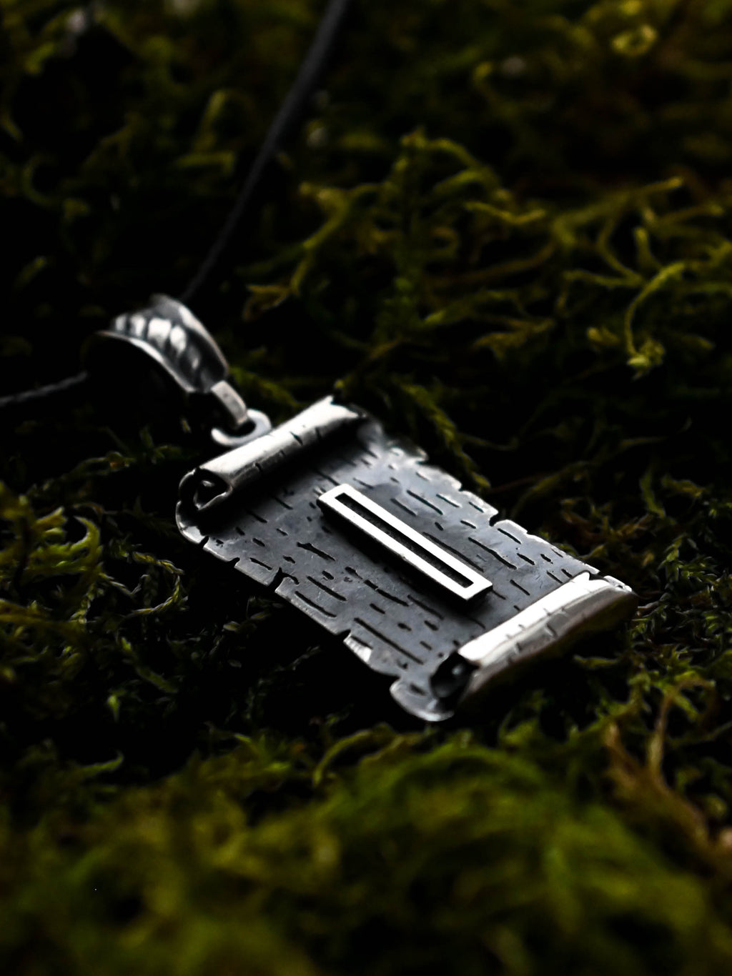 Isa Rune Amulet on a Scroll, Sterling Silver 925 — Viking & Norse Symbol Pendant