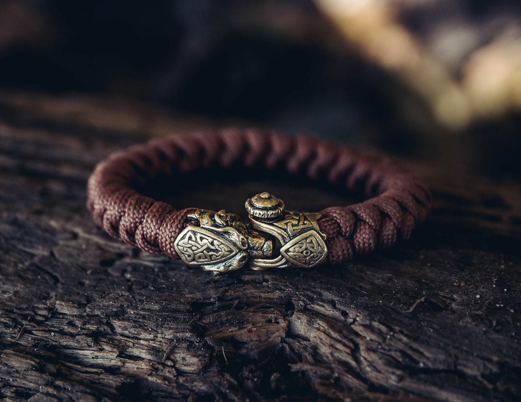 Scandinavian Bear Bracelet, Paracord and Bronze
