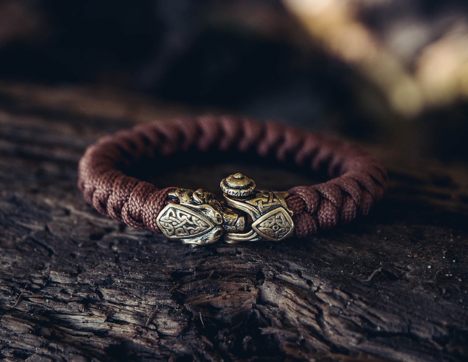 Scandinavian Bear Bracelet, Paracord and Bronze