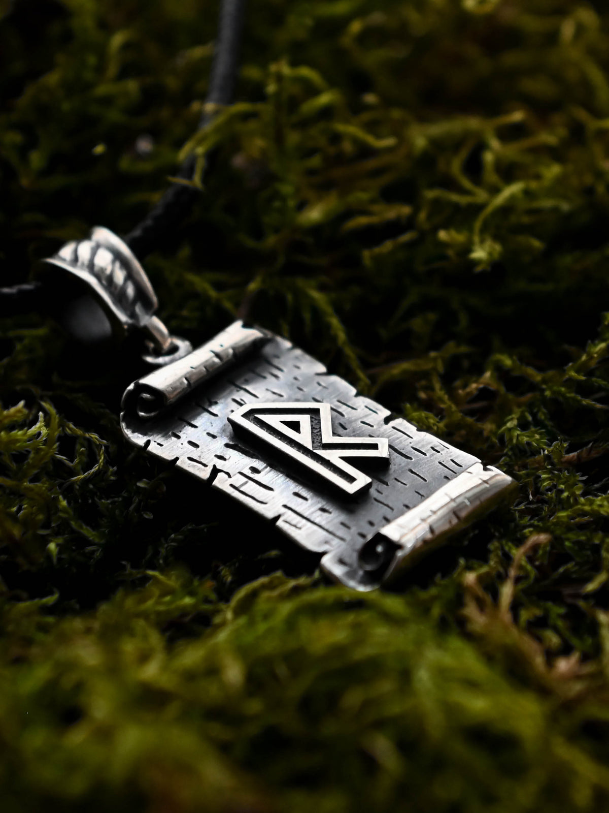 Raidho Rune Amulet on a Scroll, Sterling Silver 925 — Viking & Norse Symbol Pendant