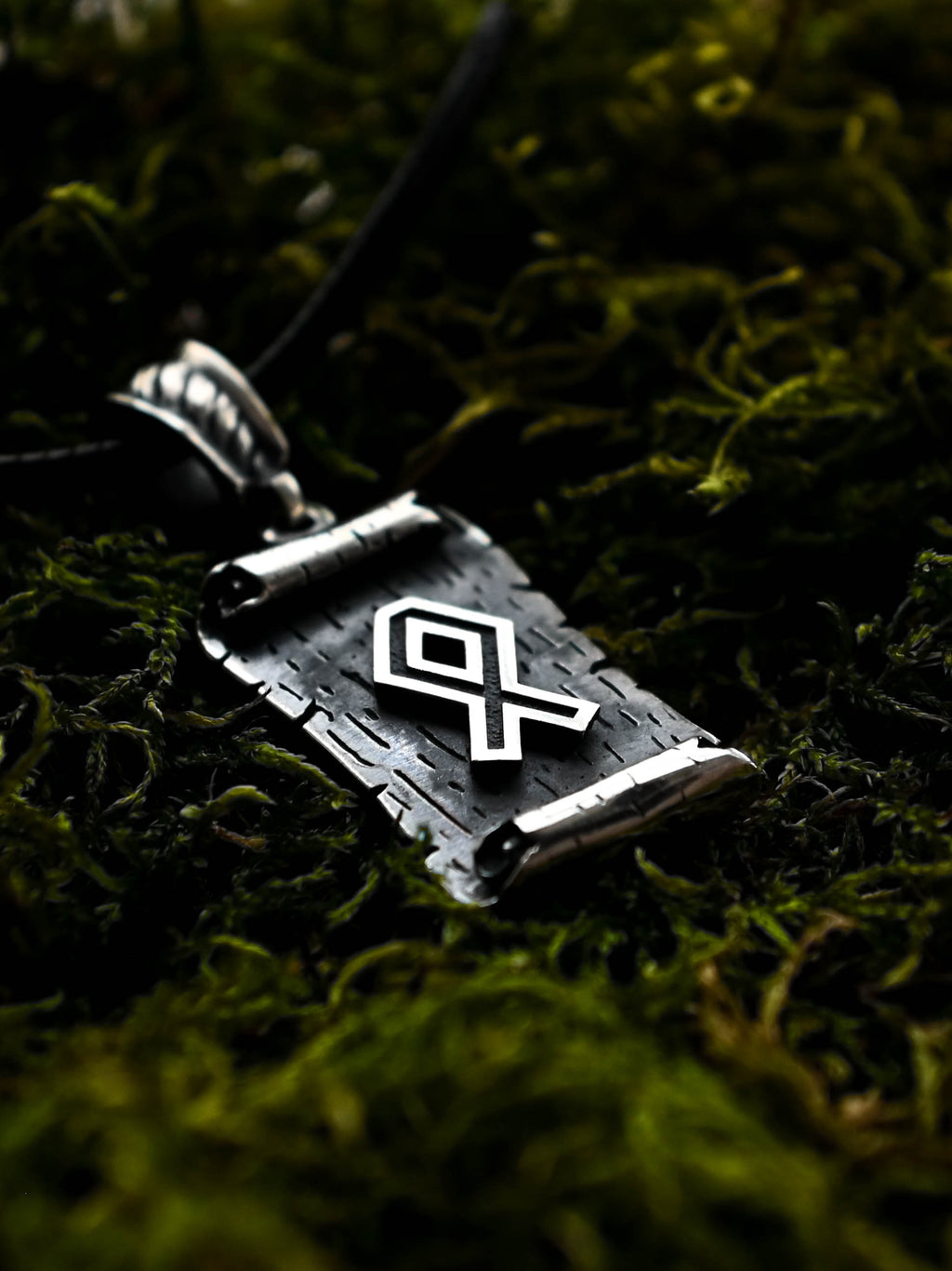 Othala Rune Amulet on a Scroll, Sterling Silver 925 — Viking & Norse Symbol Pendant