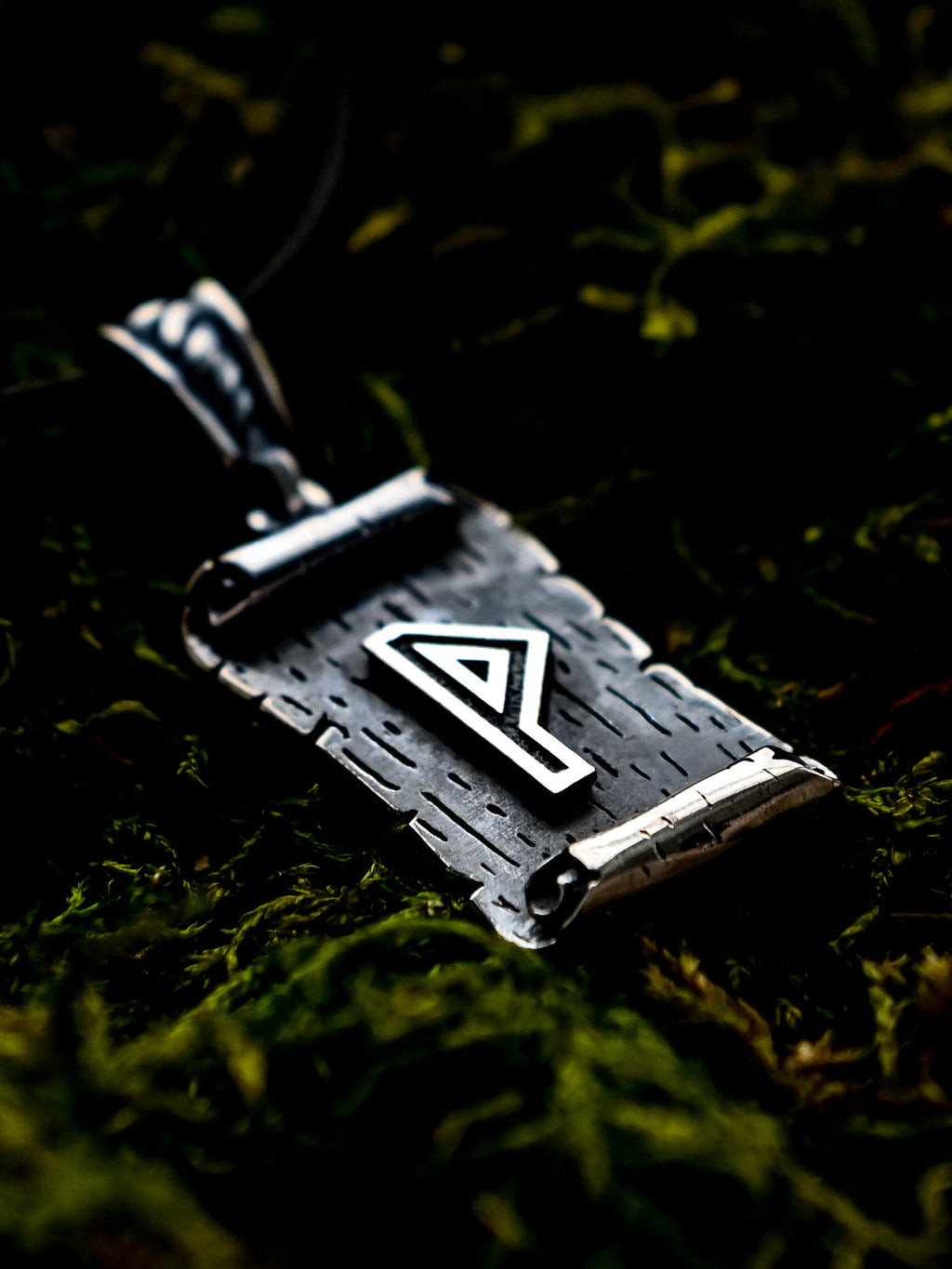 Wunjo Rune Amulet on a Scroll, Sterling Silver 925 — Viking & Norse Symbol Pendant
