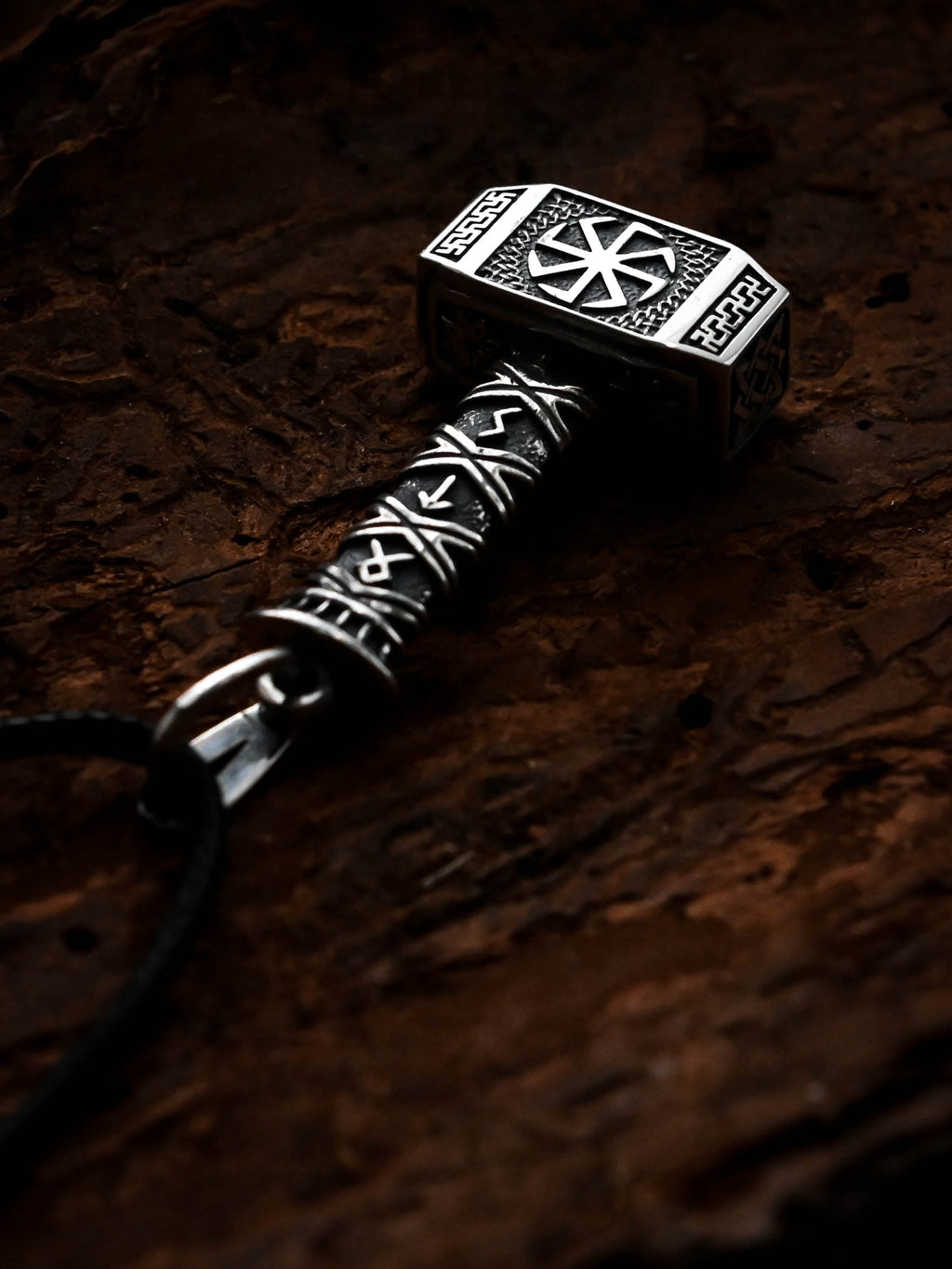 Svarog's Hammer with Kolovrat, Sterling Silver 925 — Slavic Symbol Pendant