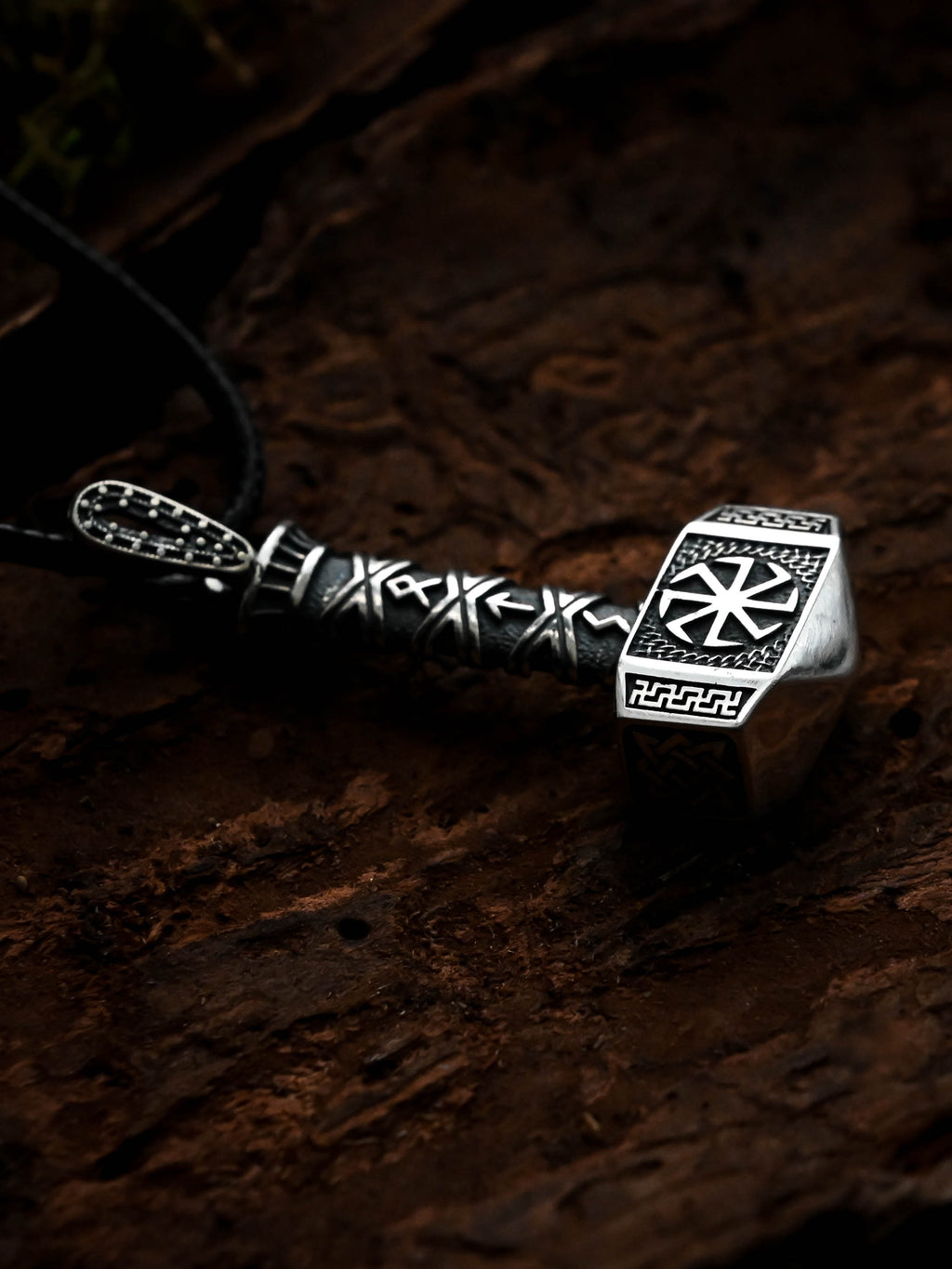 Svarog's Hammer with Kolovrat, Sterling Silver 925 — Slavic Symbol Pendant
