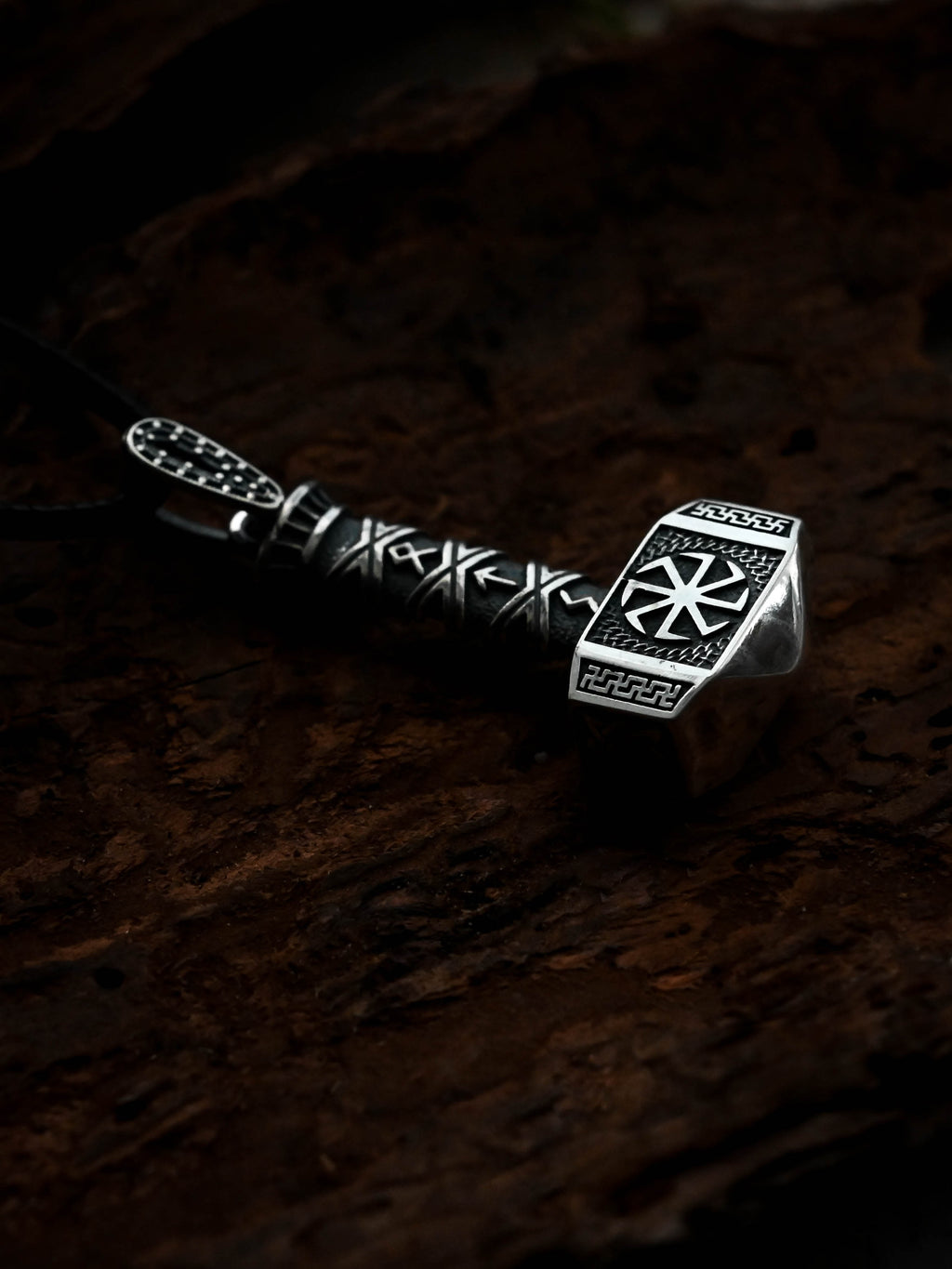 Svarog's Hammer with Kolovrat, Sterling Silver 925 — Slavic Symbol Pendant