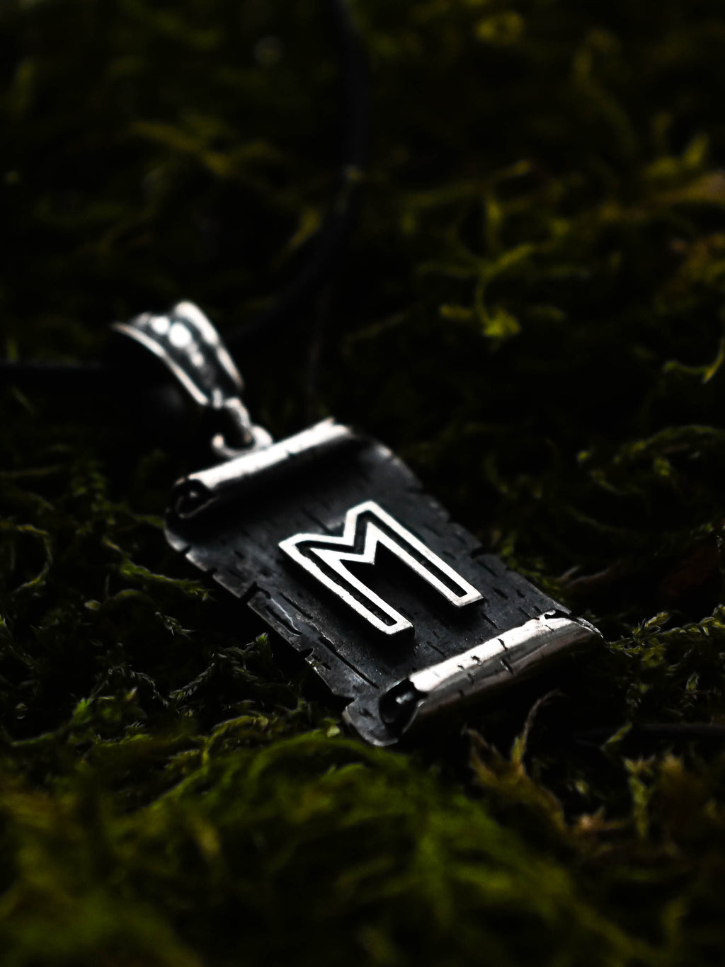 Ehwaz Rune Amulet on a Scroll, Sterling Silver 925 — Viking & Norse Symbol Pendant