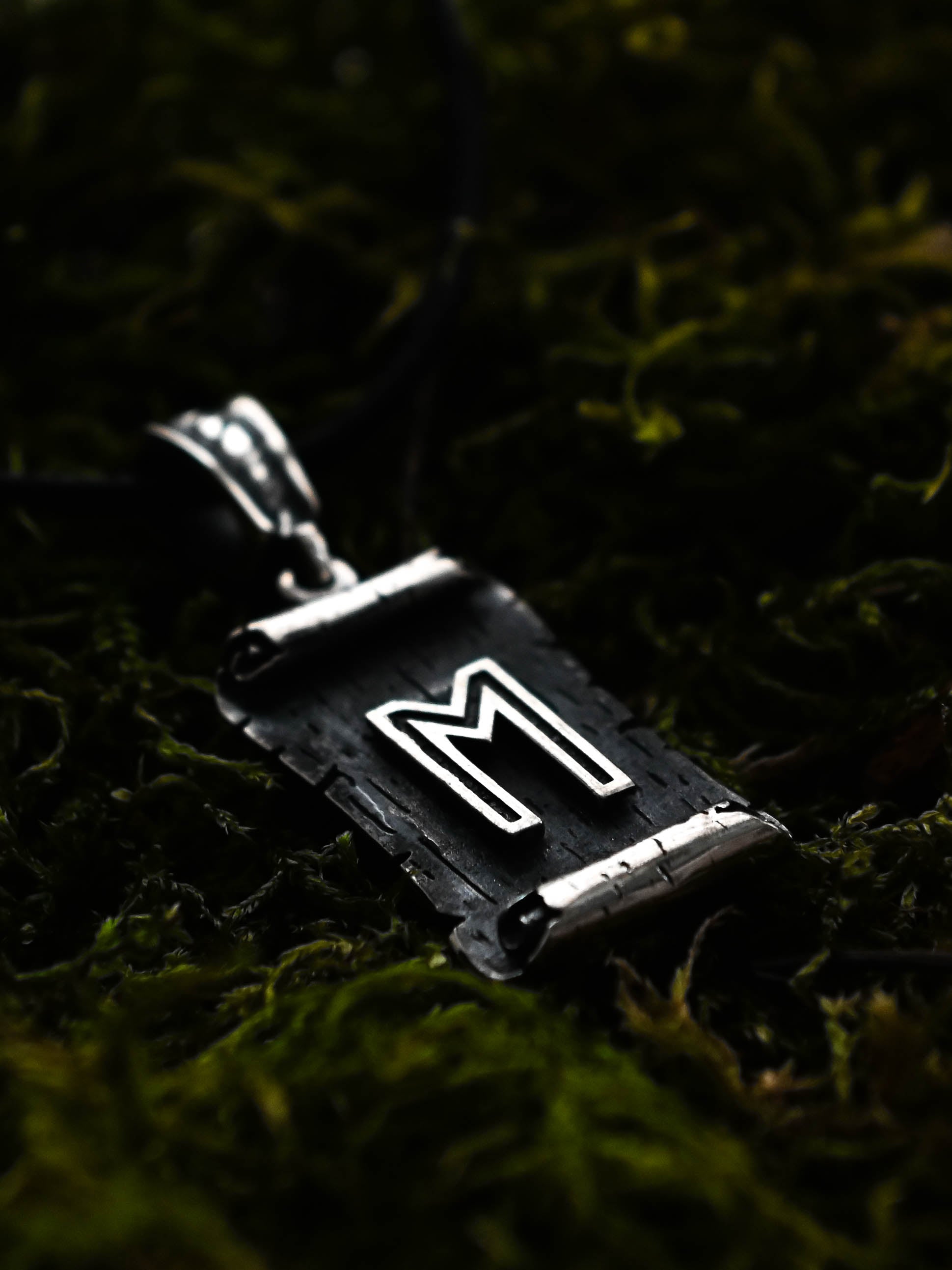 Ehwaz Rune Amulet on a Scroll, Sterling Silver 925 — Viking & Norse Symbol Pendant