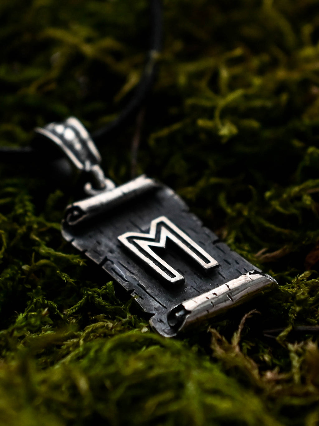 Ehwaz Rune Amulet on a Scroll, Sterling Silver 925 — Viking & Norse Symbol Pendant