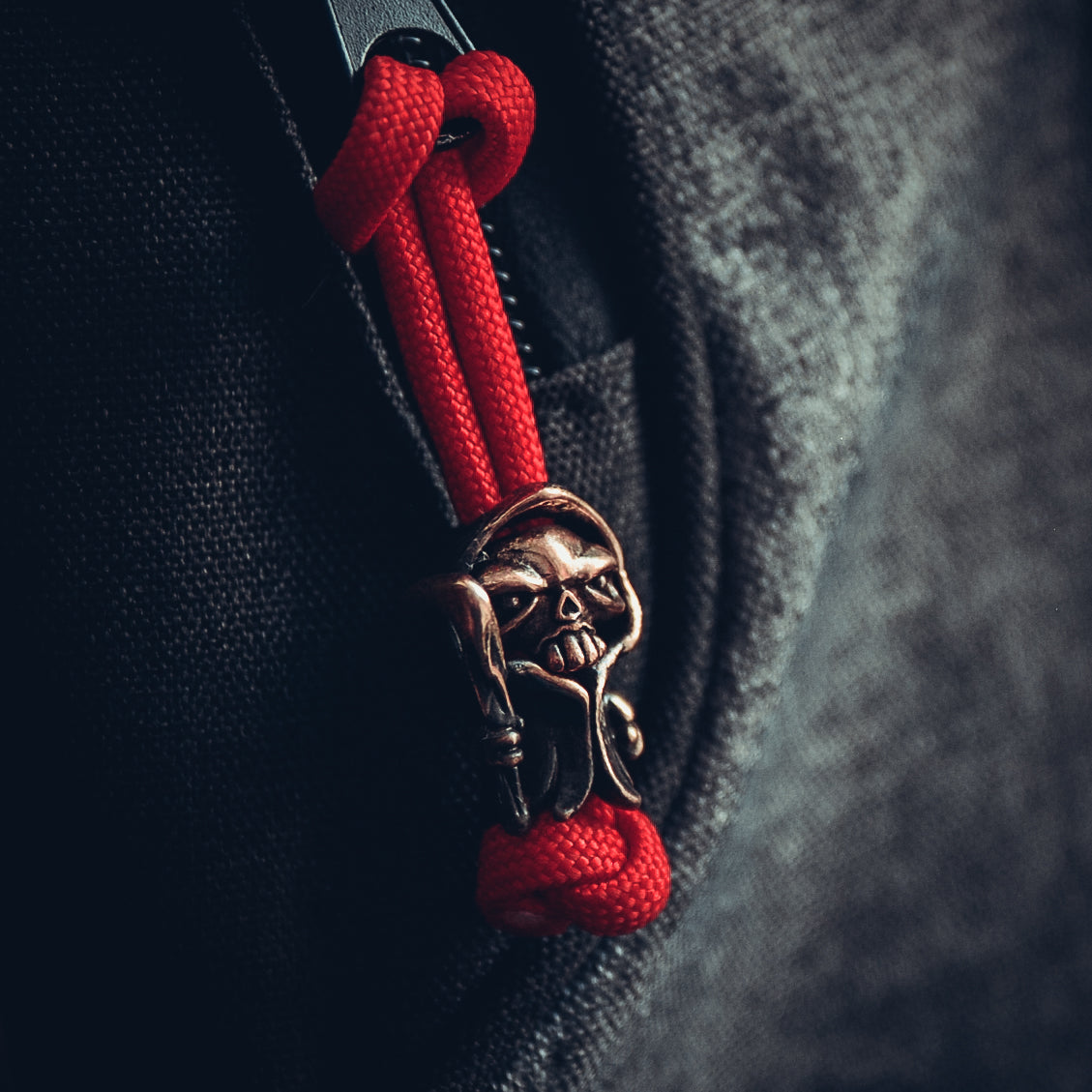Death with Scythe Keychain, Bronze on Paracord Cord