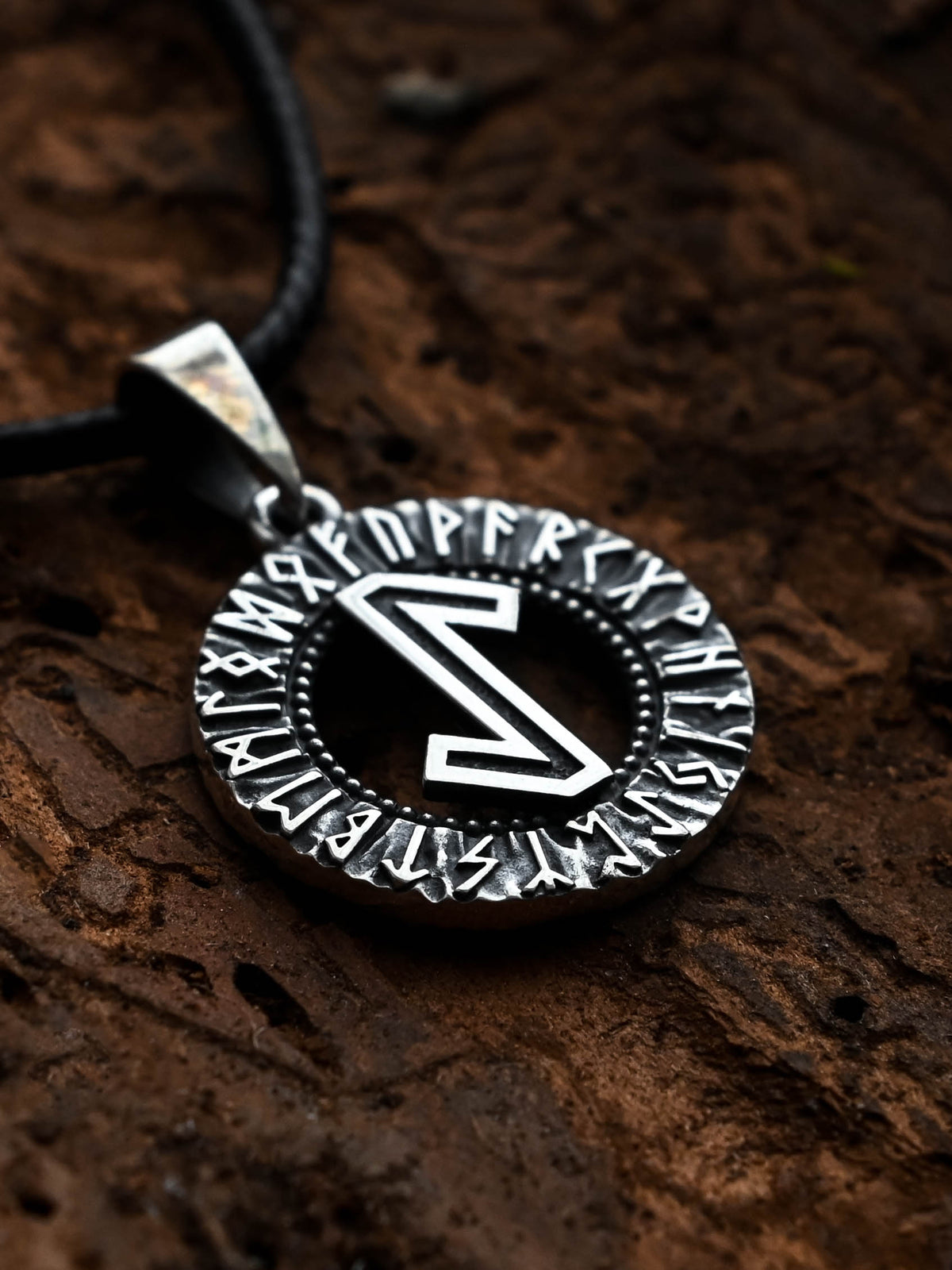 Eihwaz Rune Amulet, Elder Futhark, Sterling Silver 925 — Viking & Norse Symbol Pendant