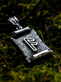 Ansuz Rune Amulet on a Scroll, Sterling Silver 925 — Viking & Norse Symbol Pendant