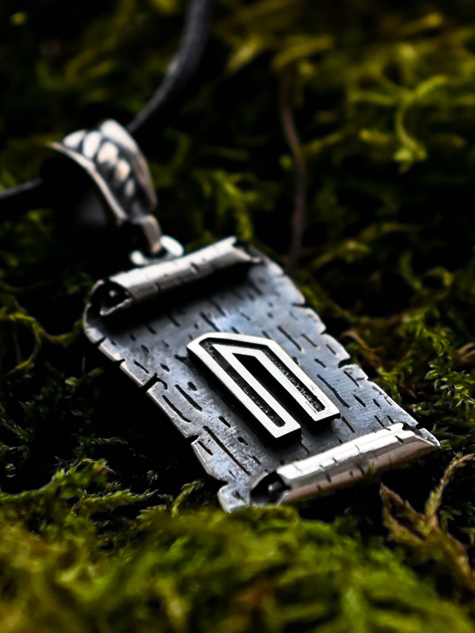 Uruz Rune Amulet on a Scroll, Sterling Silver 925 — Viking & Norse Symbol Pendant