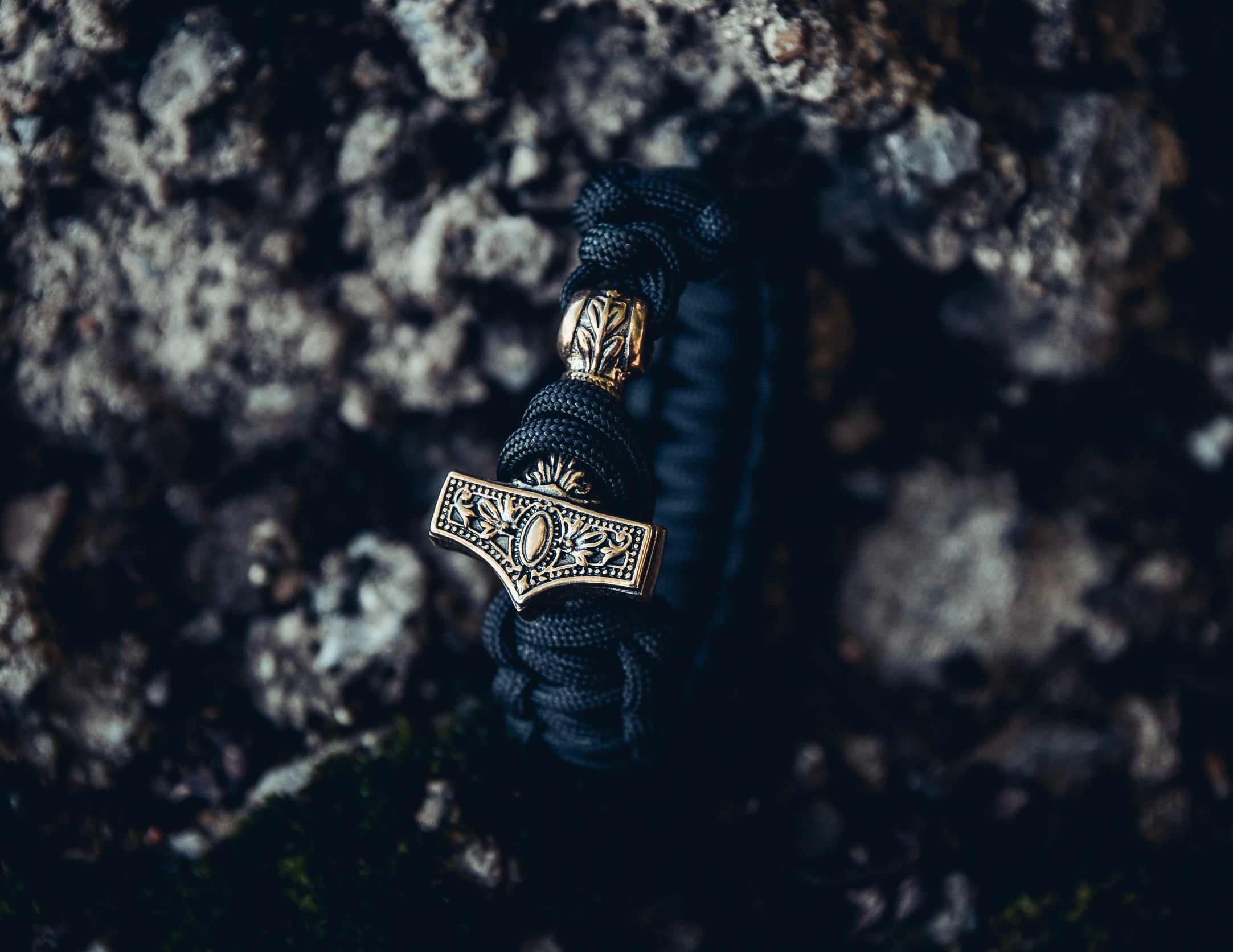 Thor's Hammer Bracelet, Paracord and Bronze