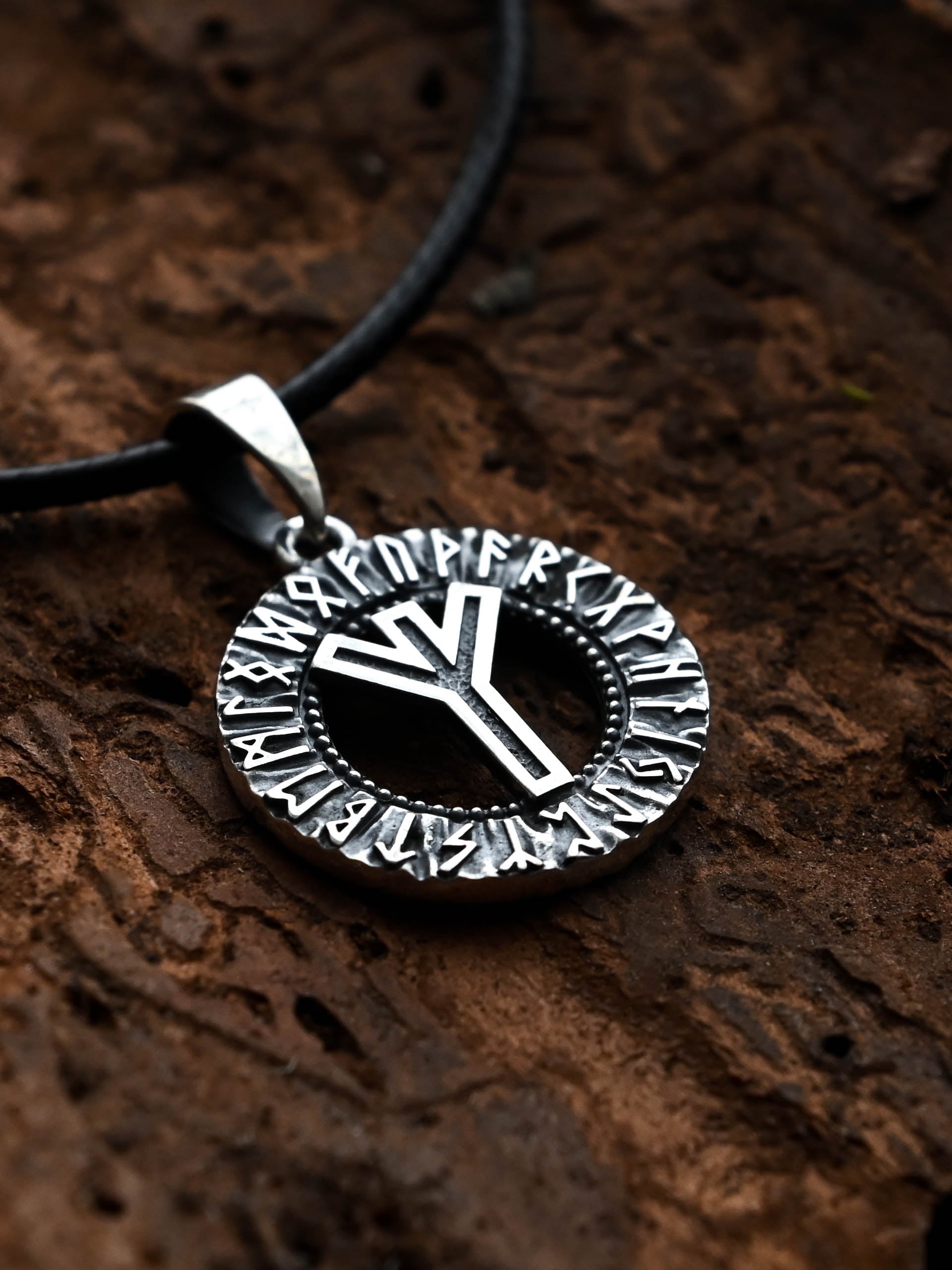 Algiz Rune Amulet, Elder Futhark, Sterling Silver 925 — Viking & Norse Symbol Pendant