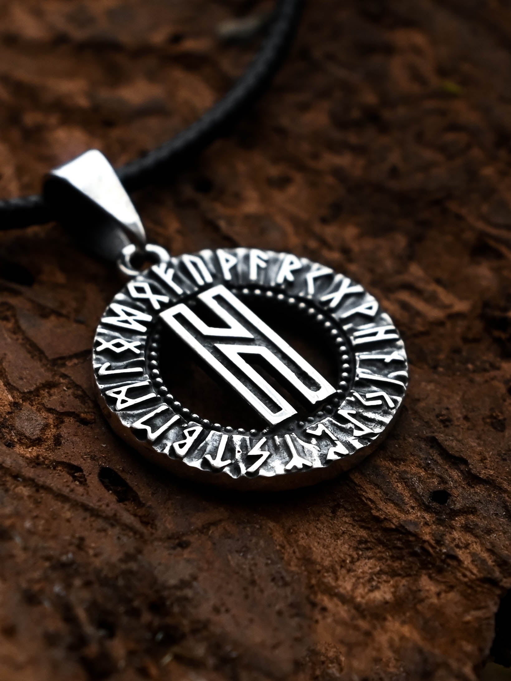 Hagalaz Rune Amulet, Elder Futhark, Sterling Silver 925 — Viking & Norse Symbol Pendant