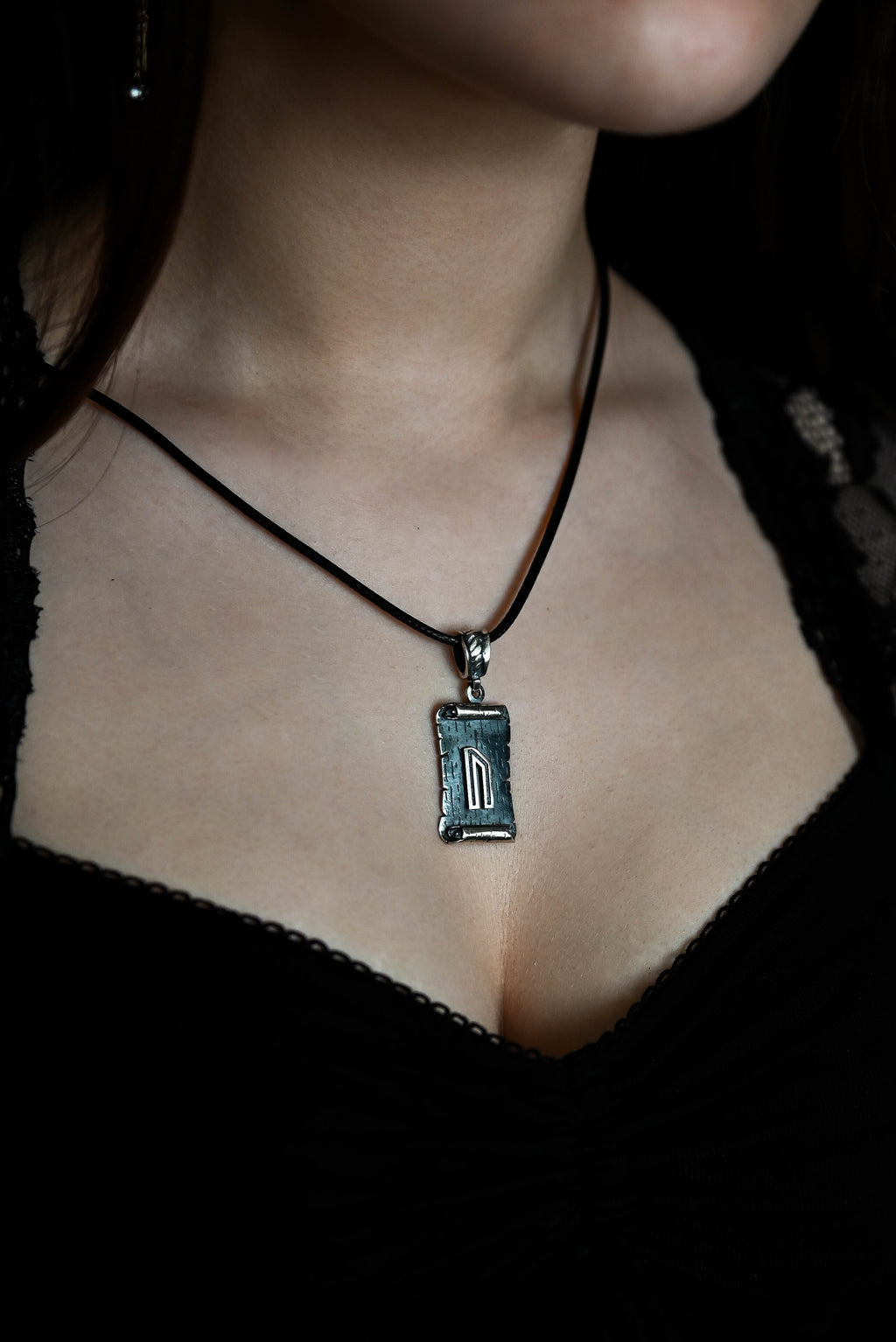 Uruz Rune Amulet on a Scroll, Sterling Silver 925 — Viking & Norse Symbol Pendant