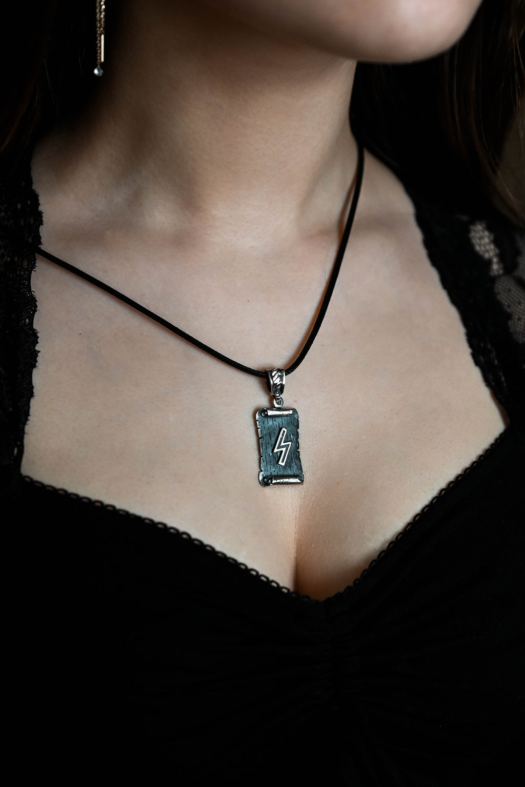 Sowilo Rune Amulet on a Scroll, Sterling Silver 925 — Viking & Norse Symbol Pendant