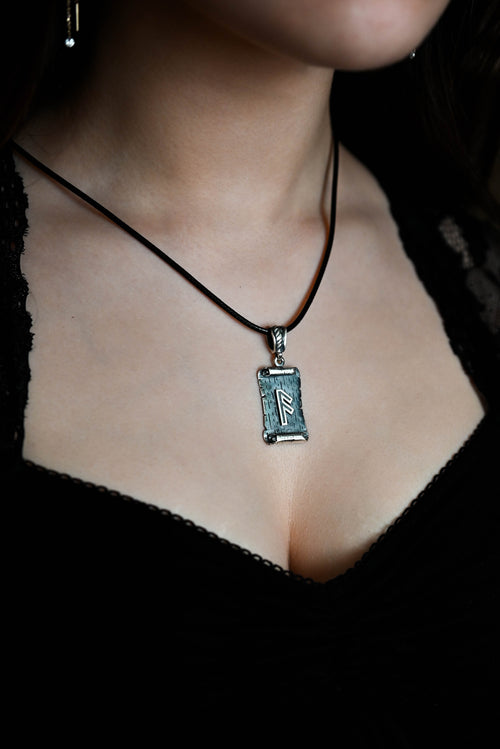 Ansuz Rune Amulet on a Scroll, Sterling Silver 925 — Viking & Norse Symbol Pendant