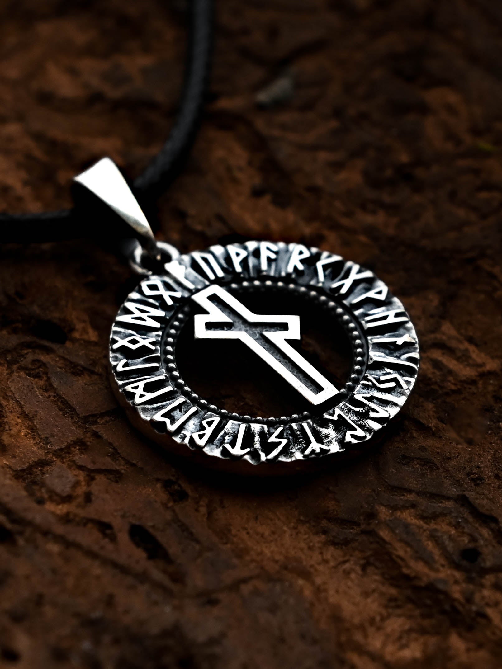 Nauthiz Rune Amulet, Elder Futhark, Sterling Silver 925 — Viking & Norse Symbol Pendant