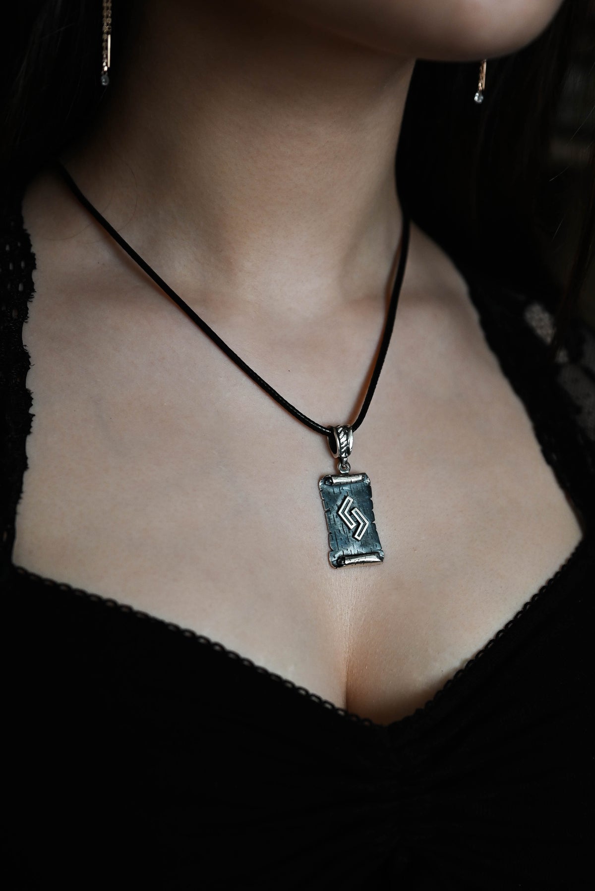 Jera Rune Amulet on a Scroll, Sterling Silver 925 — Viking & Norse Symbol Pendant