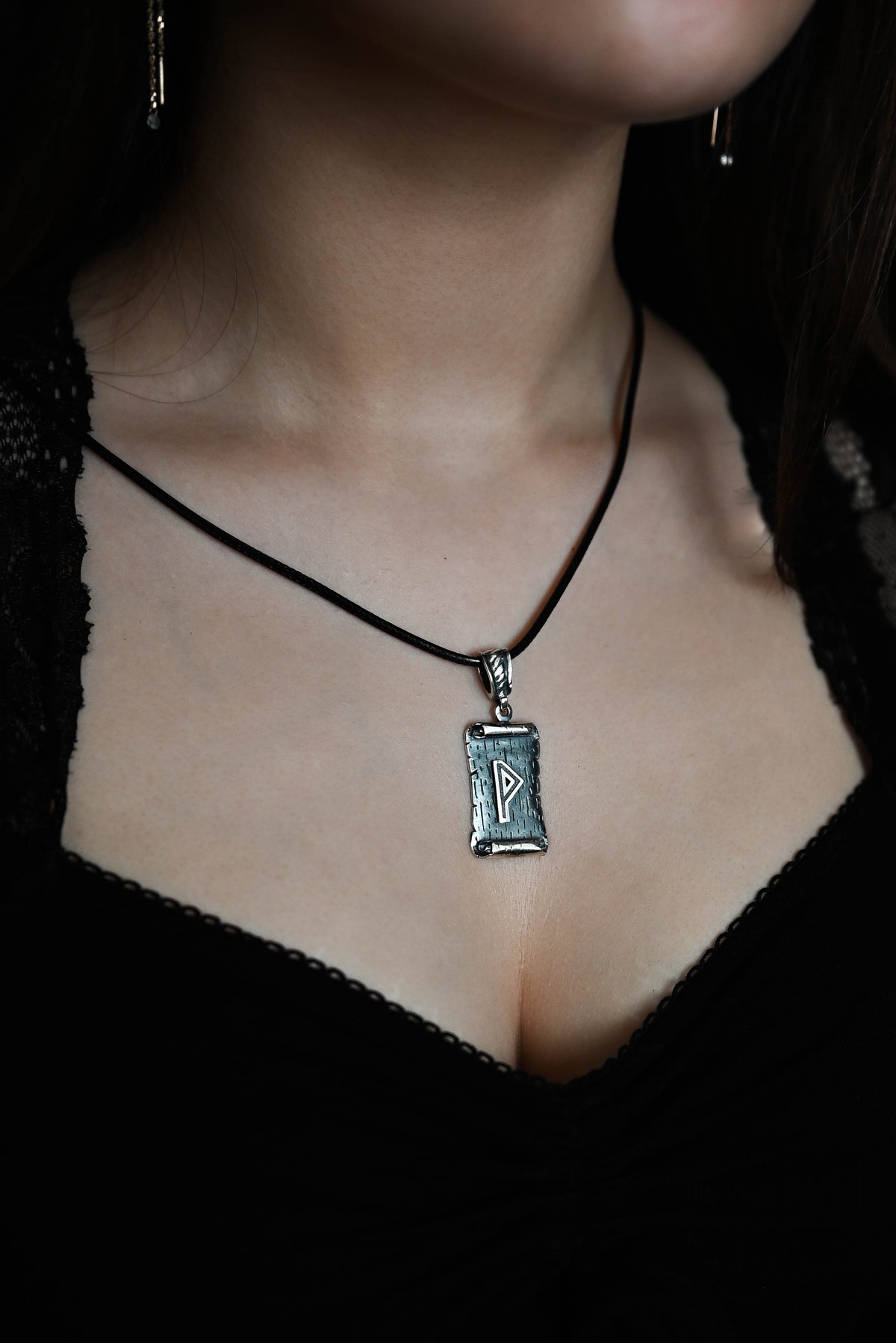 Wunjo Rune Amulet on a Scroll, Sterling Silver 925 — Viking & Norse Symbol Pendant