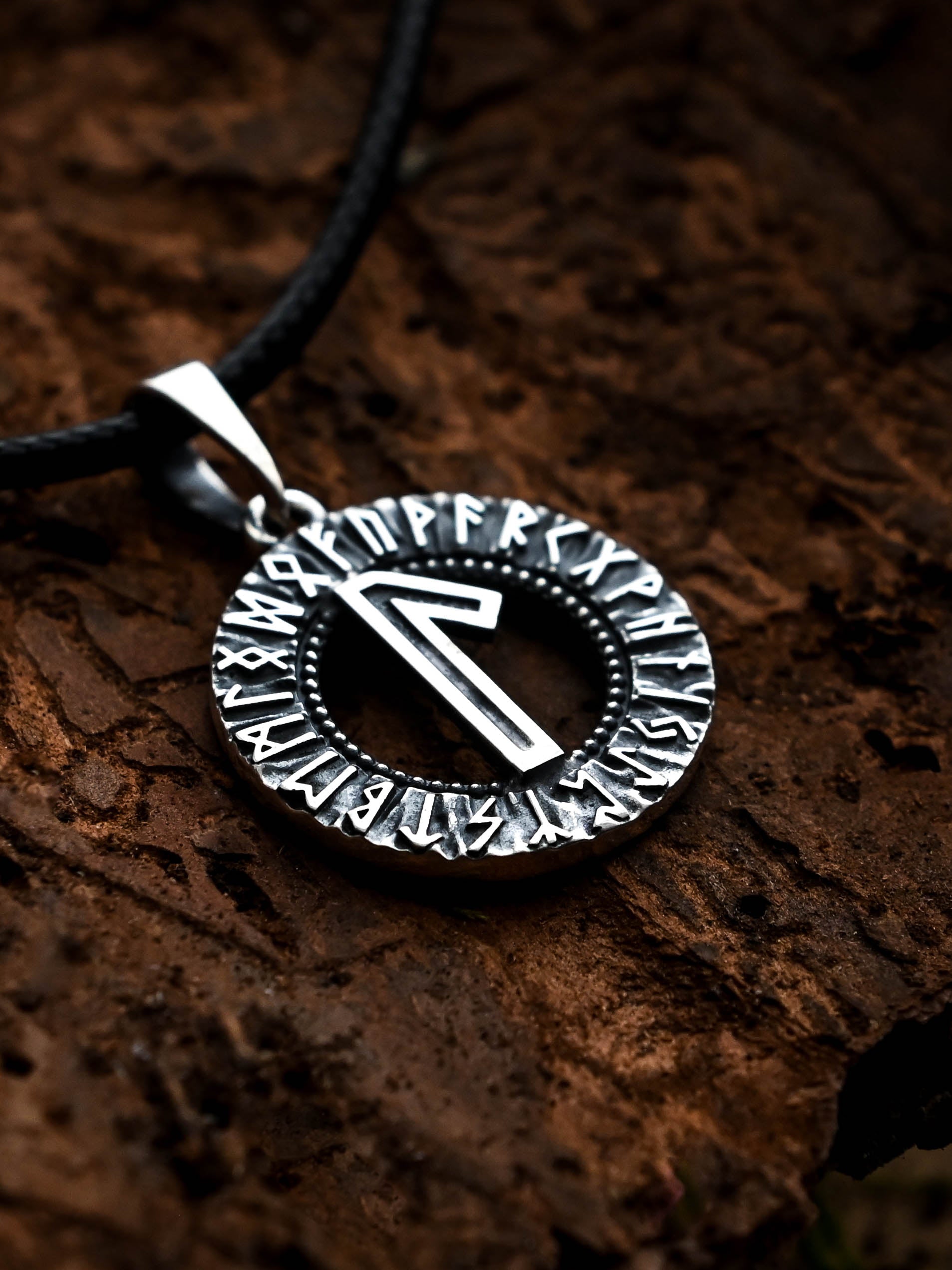 Laguz Rune Amulet, Elder Futhark, Sterling Silver 925 — Viking & Norse Symbol Pendant