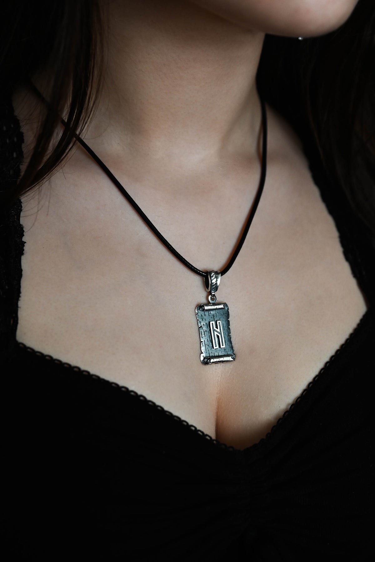Hagalaz Rune Amulet on a Scroll, Sterling Silver 925 — Viking & Norse Symbol Pendant