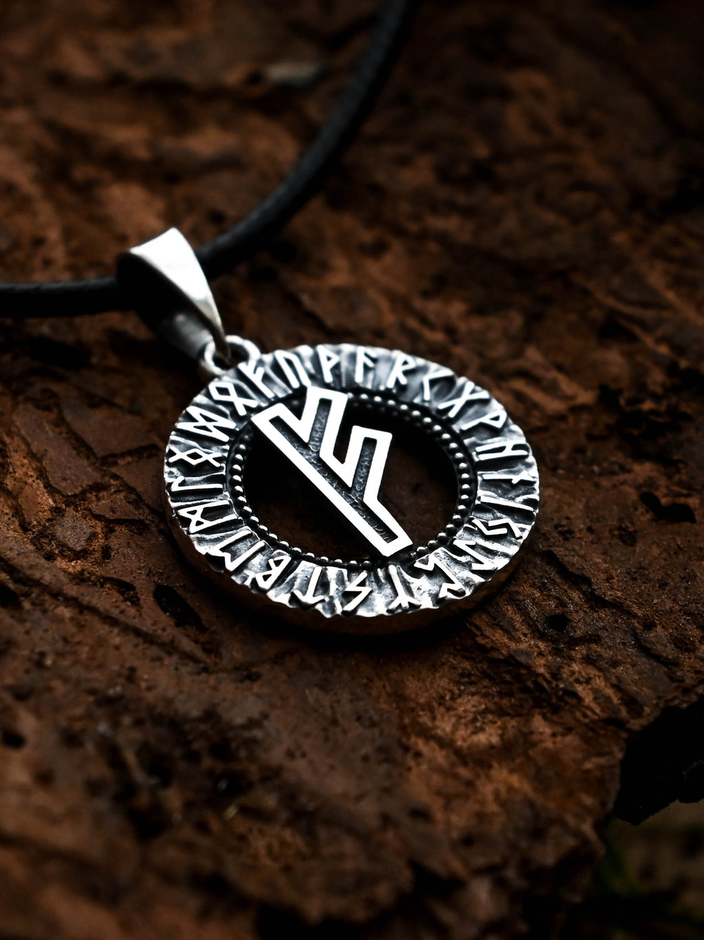 Fehu Rune Amulet, Elder Futhark, Sterling Silver 925 — Viking & Norse Symbol Pendant