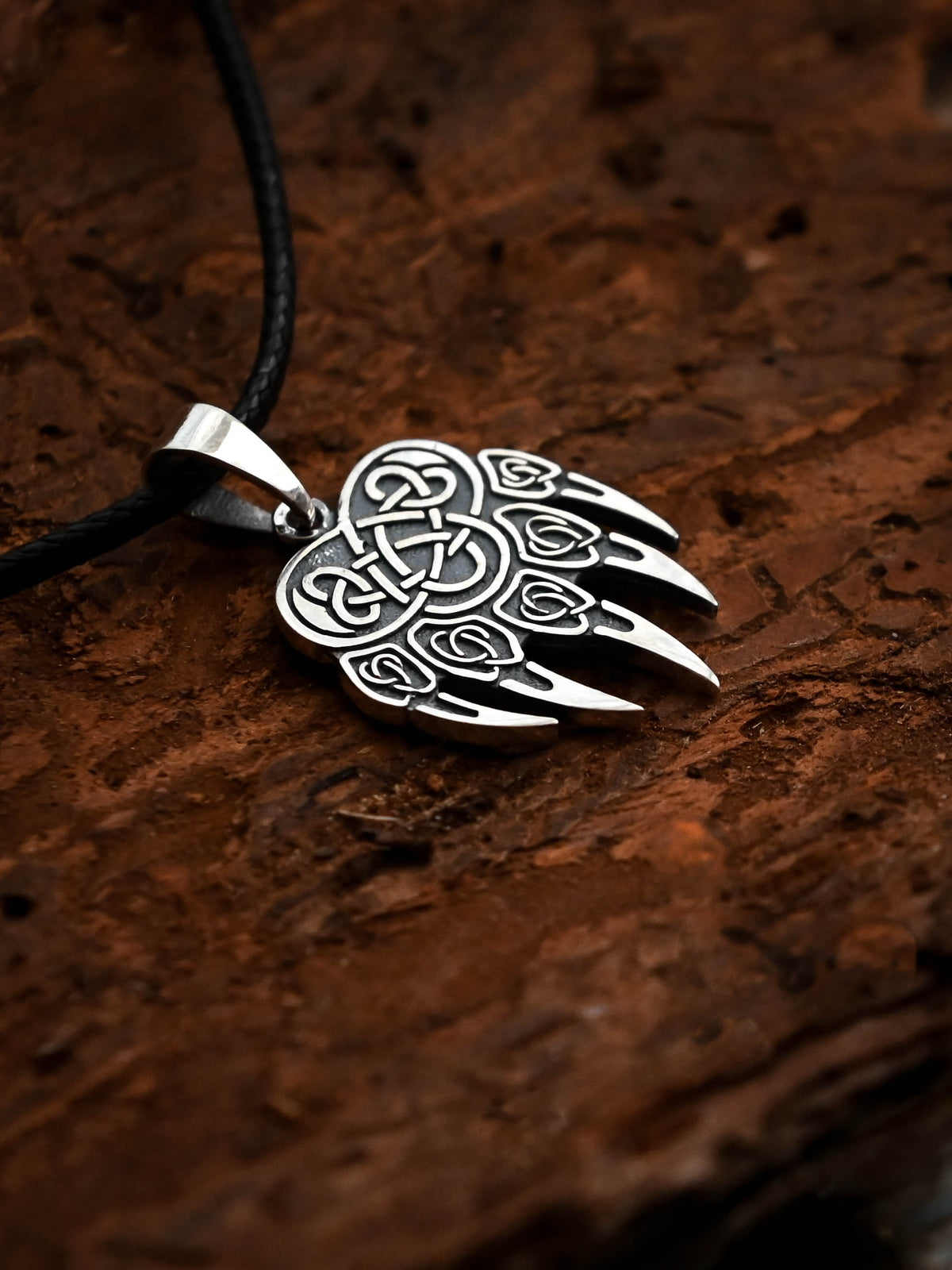Bear Paw Amulet, Sterling Silver 925 — Viking & Slavic Symbol Pendant