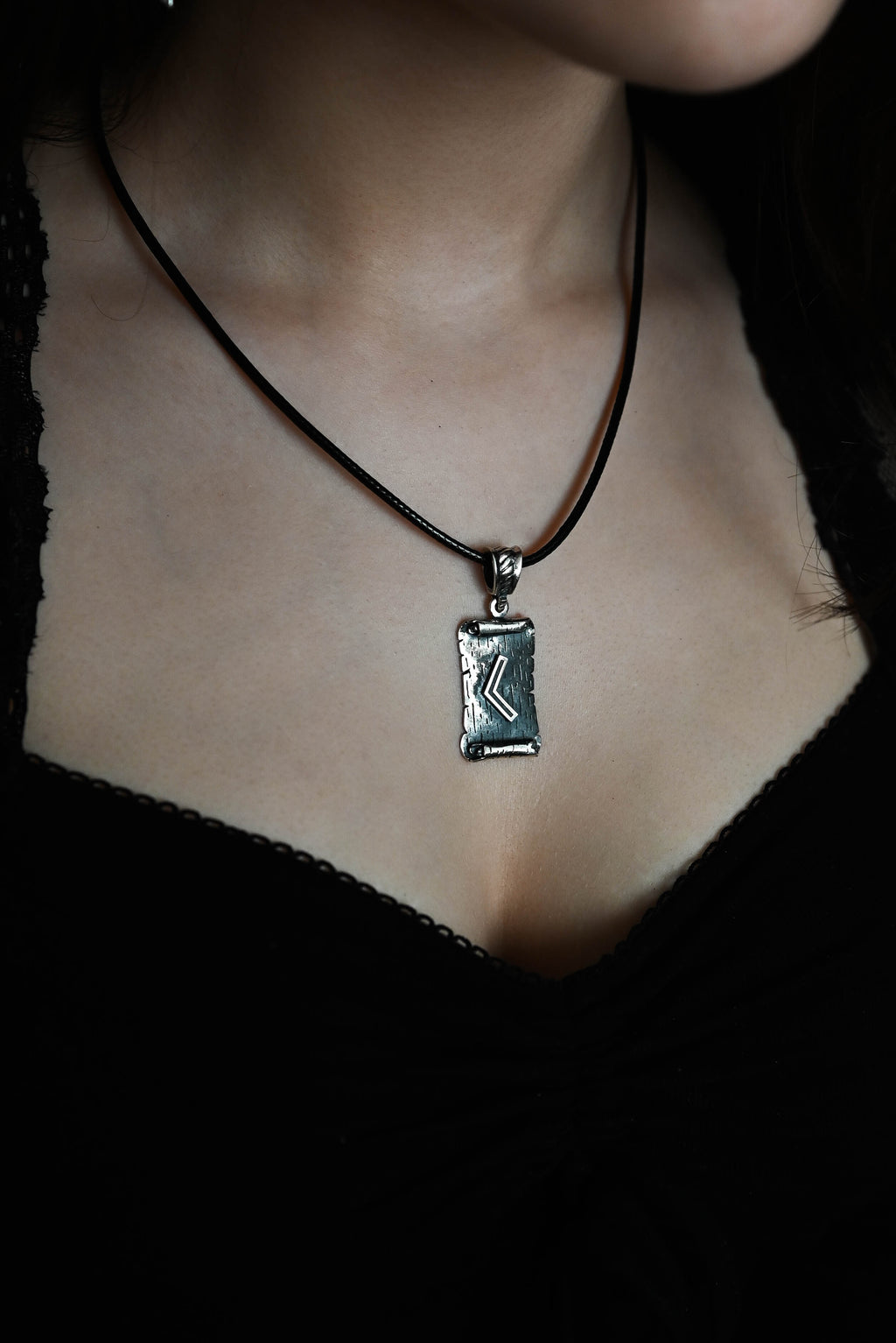Kenaz Rune Amulet on a Scroll, Sterling Silver 925 — Viking & Norse Symbol Pendant