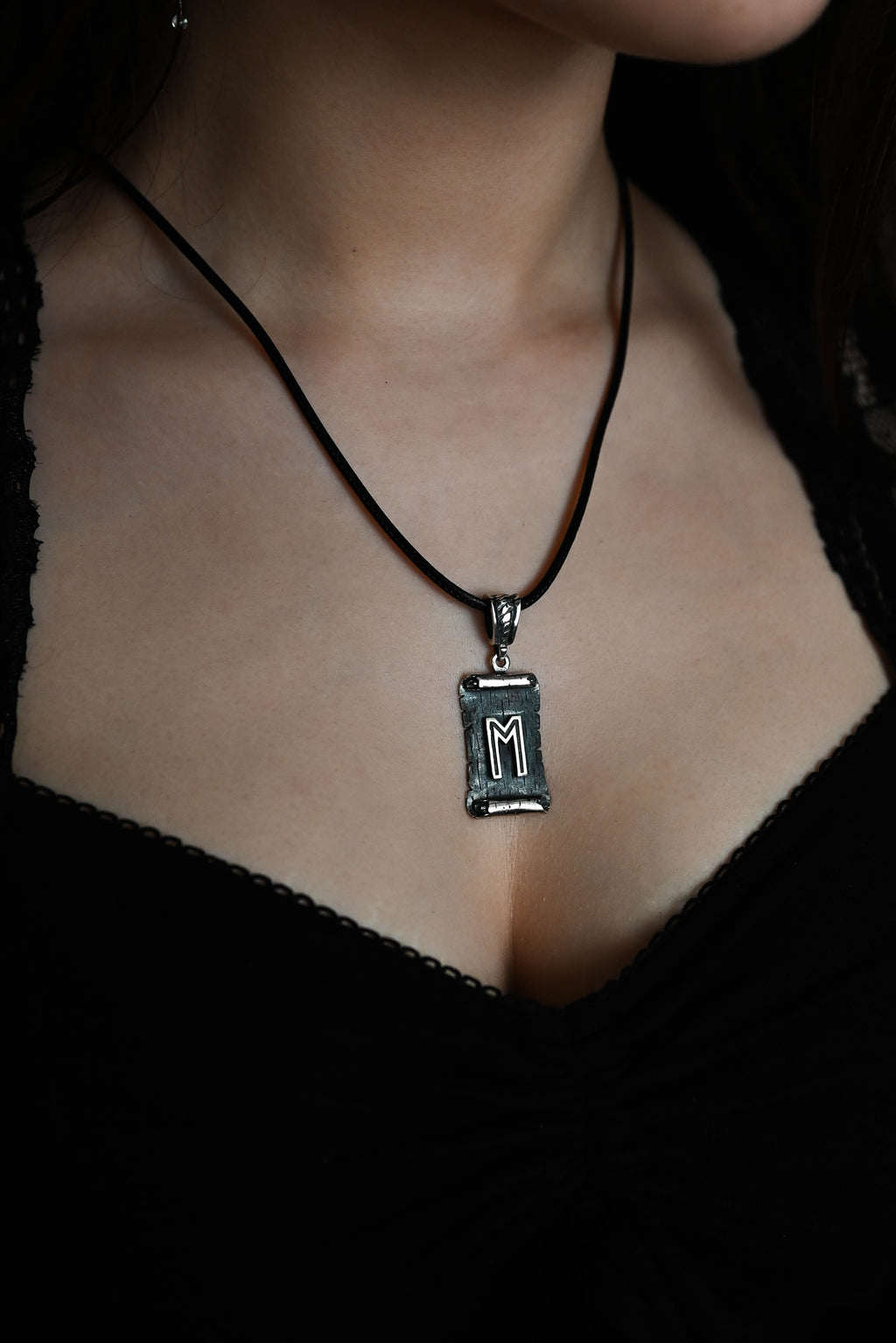 Ehwaz Rune Amulet on a Scroll, Sterling Silver 925 — Viking & Norse Symbol Pendant