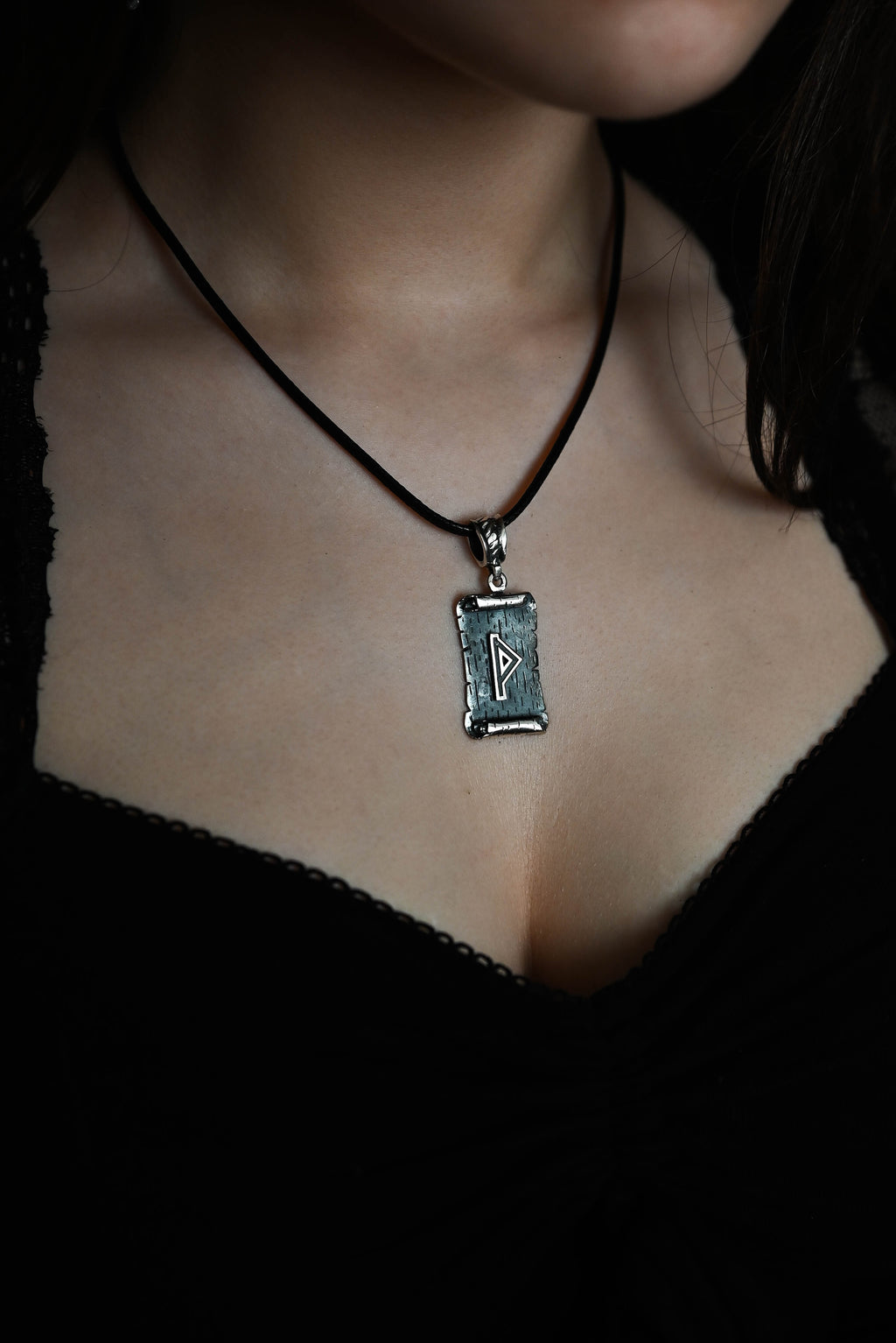 Thurisaz Rune Amulet on a Scroll, Sterling Silver 925 — Viking & Norse Symbol Pendant
