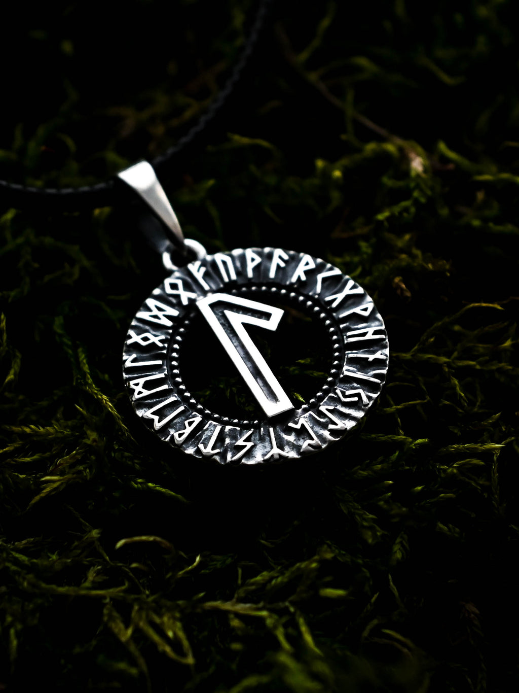 Laguz Rune Amulet, Elder Futhark, Sterling Silver 925 — Viking & Norse Symbol Pendant