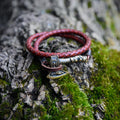 Axe with Falcon and Wolf Bracelet, Natural Leather and Bronze