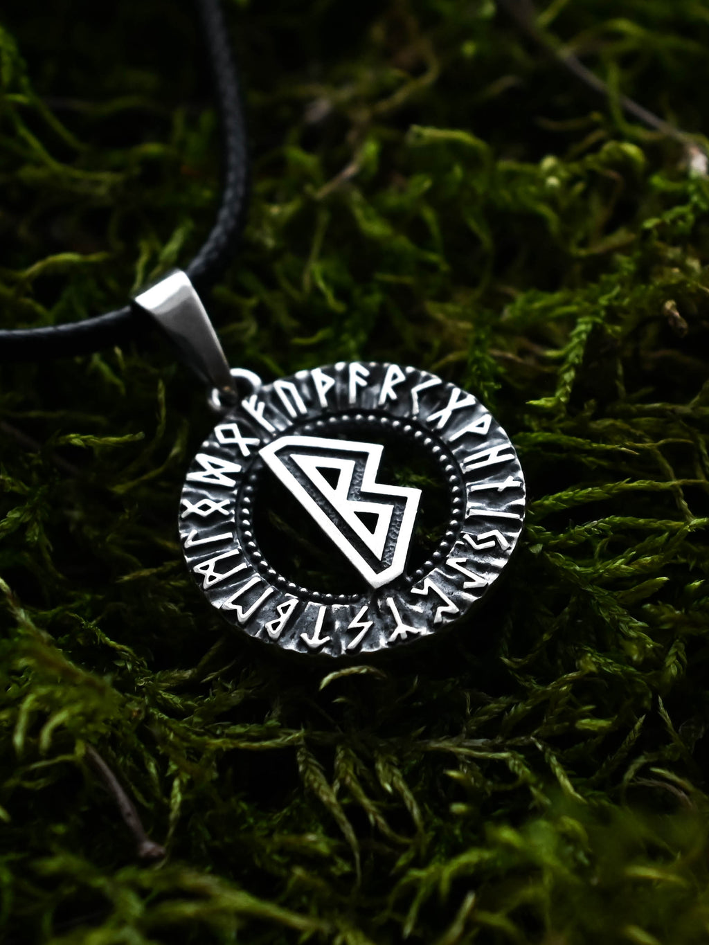 Berkano Rune Amulet, Elder Futhark, Sterling Silver 925 — Viking & Norse Symbol Pendant