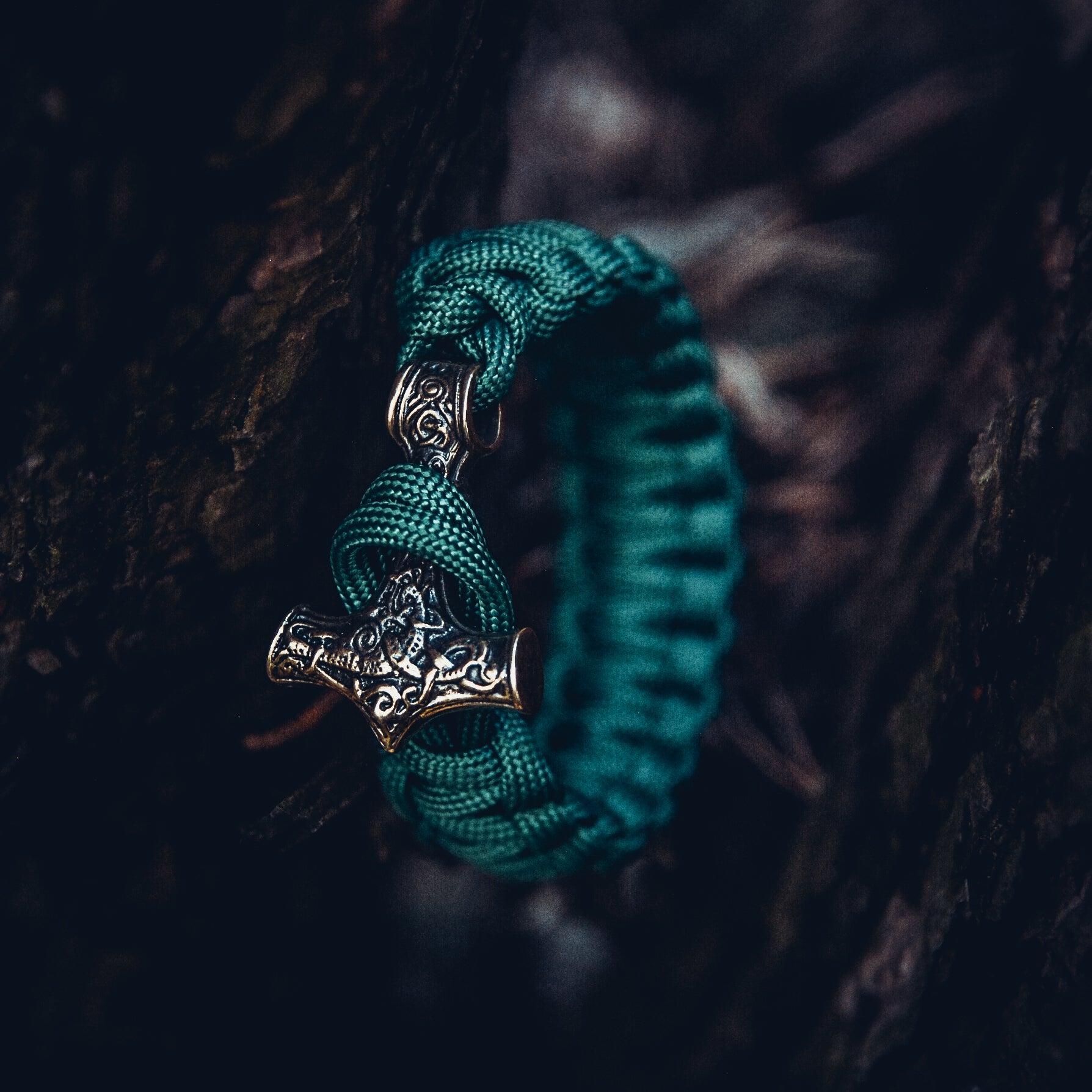 Thor's Hammer Mjolnir Bracelet, Paracord and Bronze
