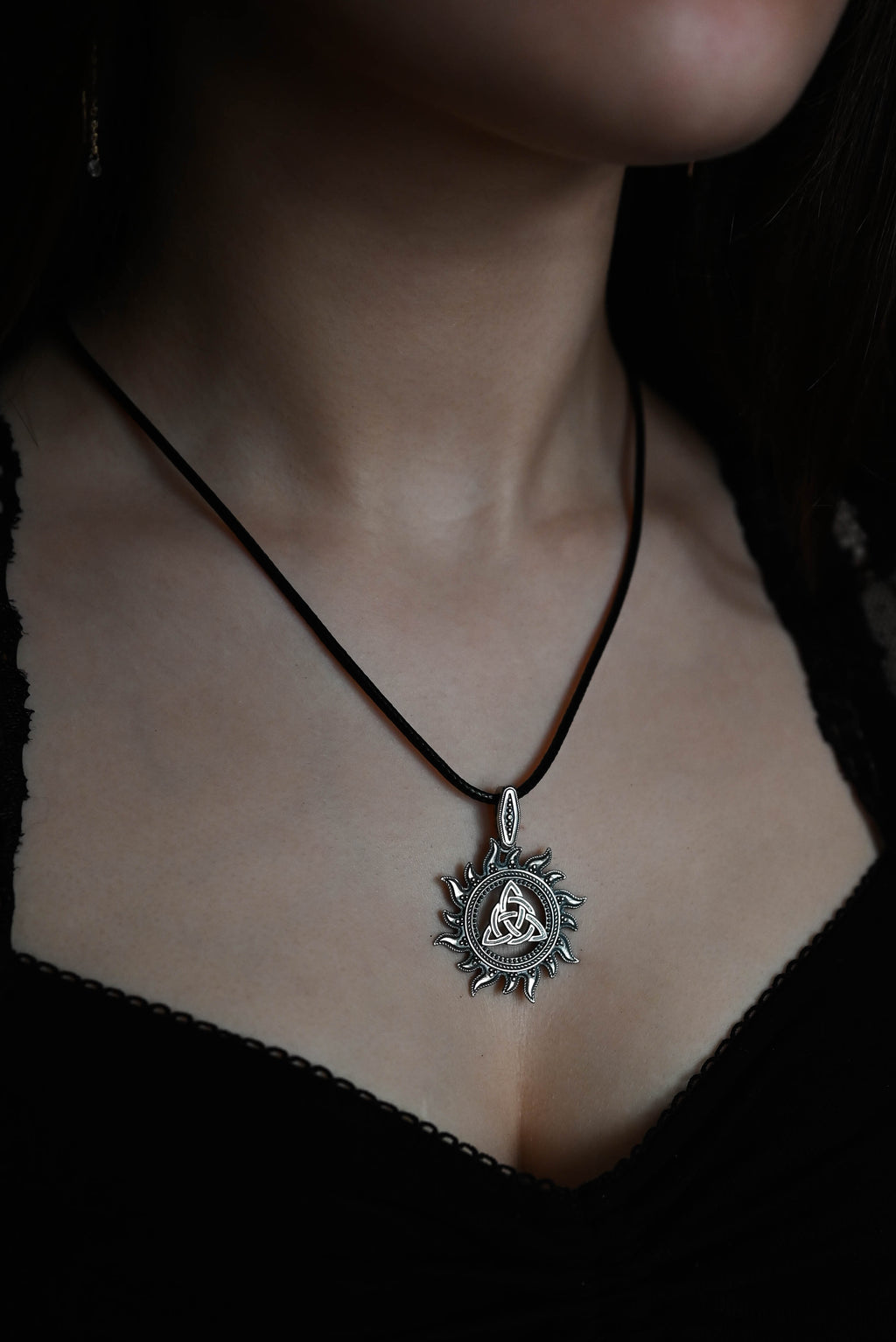 Celtic Knot in Sun Amulet, Sterling Silver 925 — Celtic, Viking & Norse Pendant