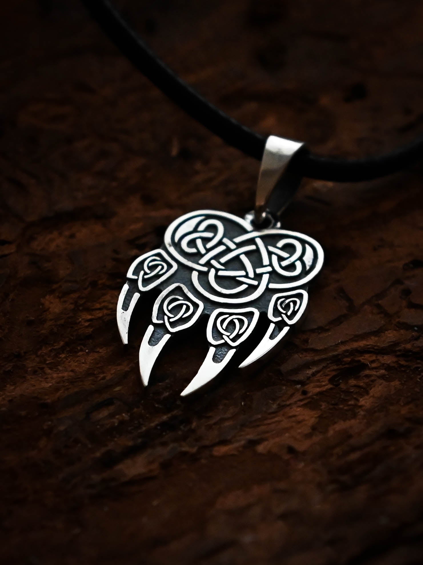 Wolf Paw Amulet (Large), Sterling Silver 925 — Viking & Slavic Symbol Pendant