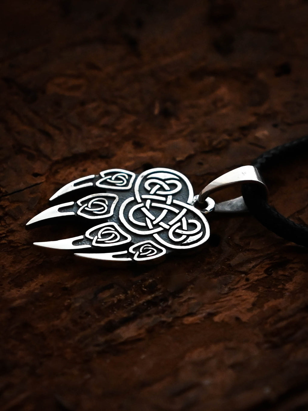 Wolf Paw Amulet (Large), Sterling Silver 925 — Viking & Slavic Symbol Pendant